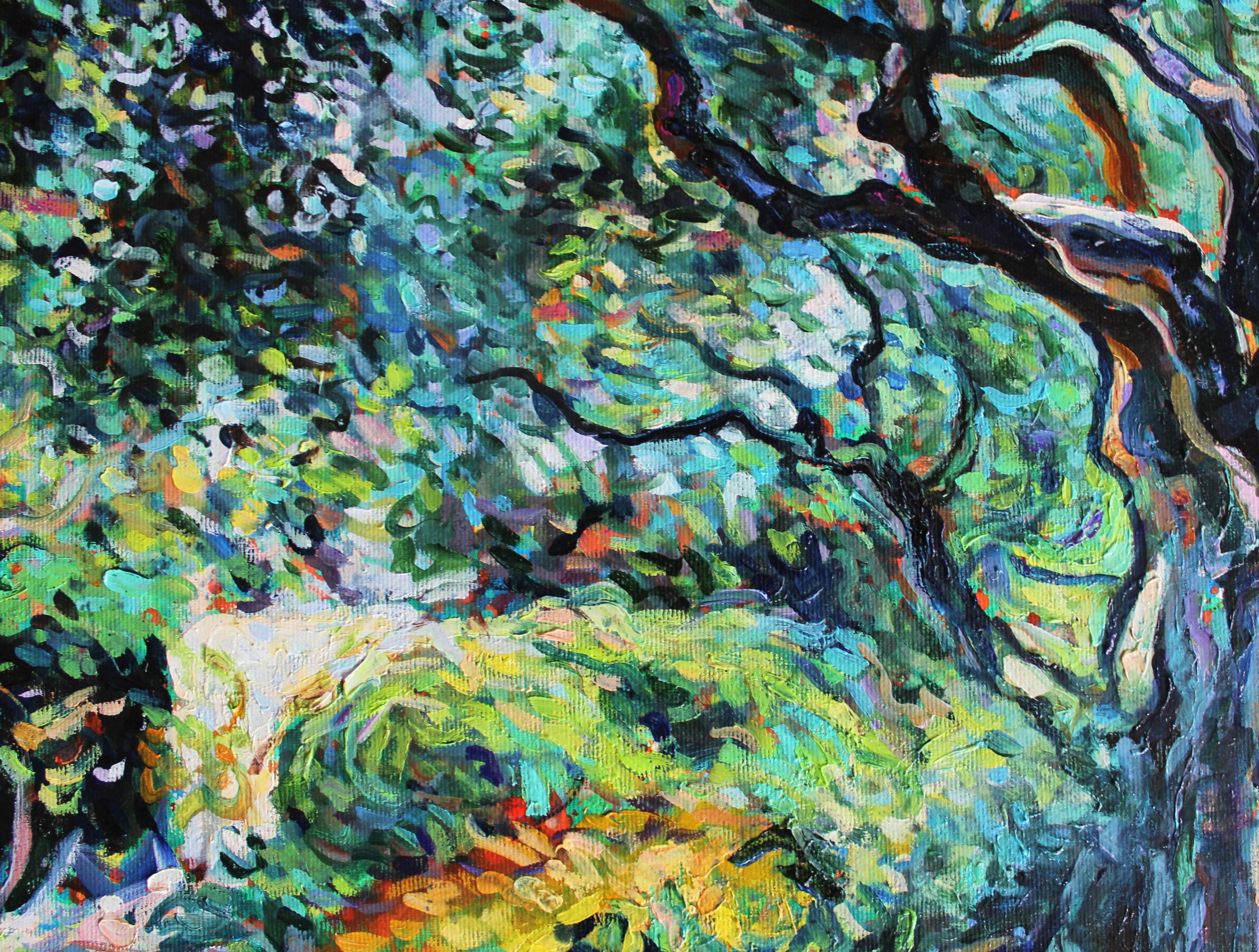 grey and green painting