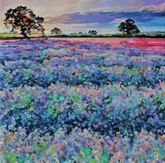 Lavender - Landscape Painting Oil Canvas Green Blue Red Yellow Brown