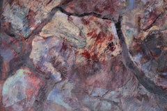 Wallnut at Rusalsko. Red Landscape Painting Oil Canvas Green Blue Red Yellow