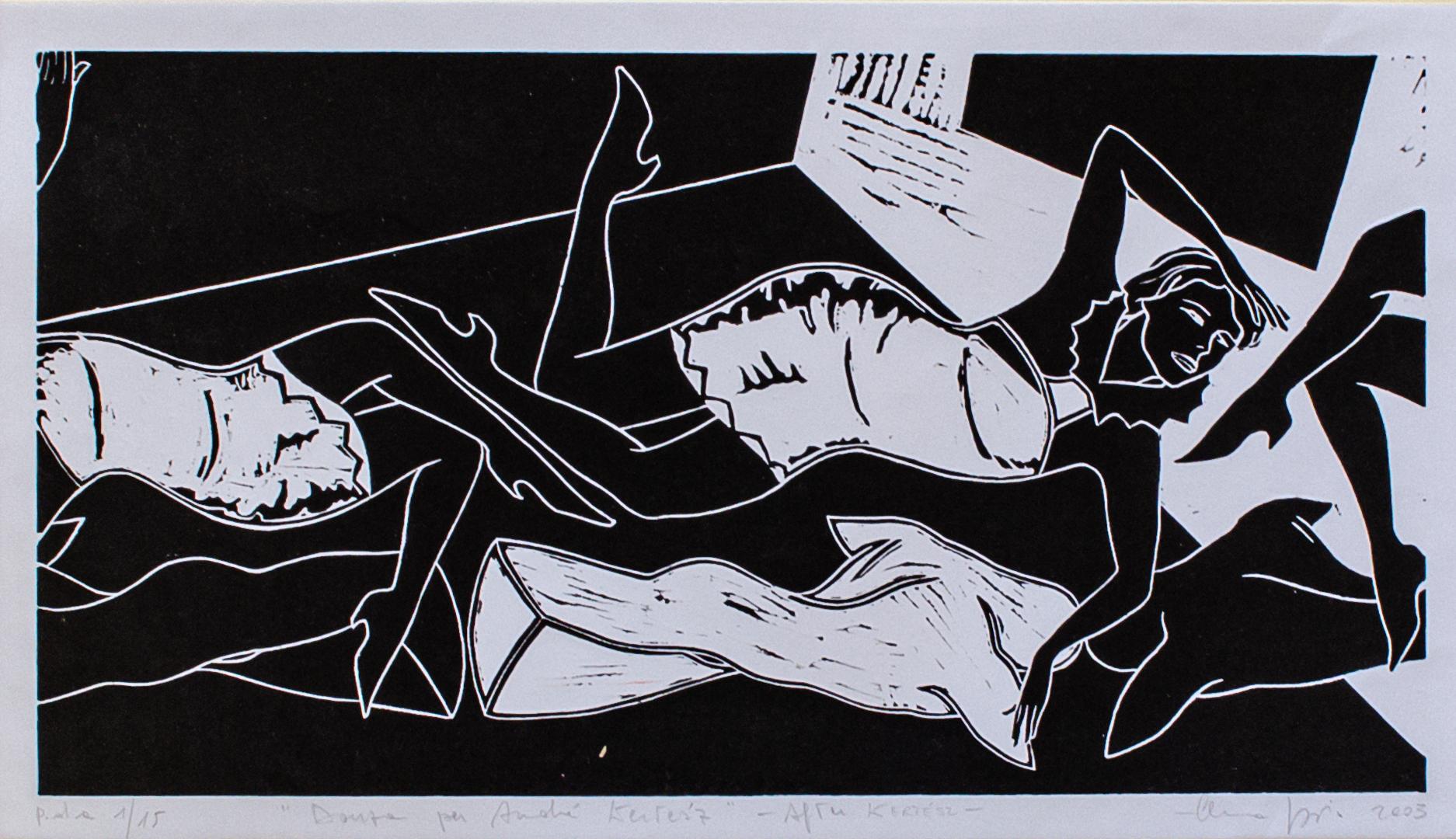 Elena Greggio (Italian, b. 1973)
Danza Per André Kertész (After Kertész), 2003
Etching
9 x 12 in.
Mat: 14 x 20 in.
Edition 1 of 15
Signed, dated and inscribed bottom: Danza Per André Kertész, After André Kertész, Elena Greggio, 2003
Signed and