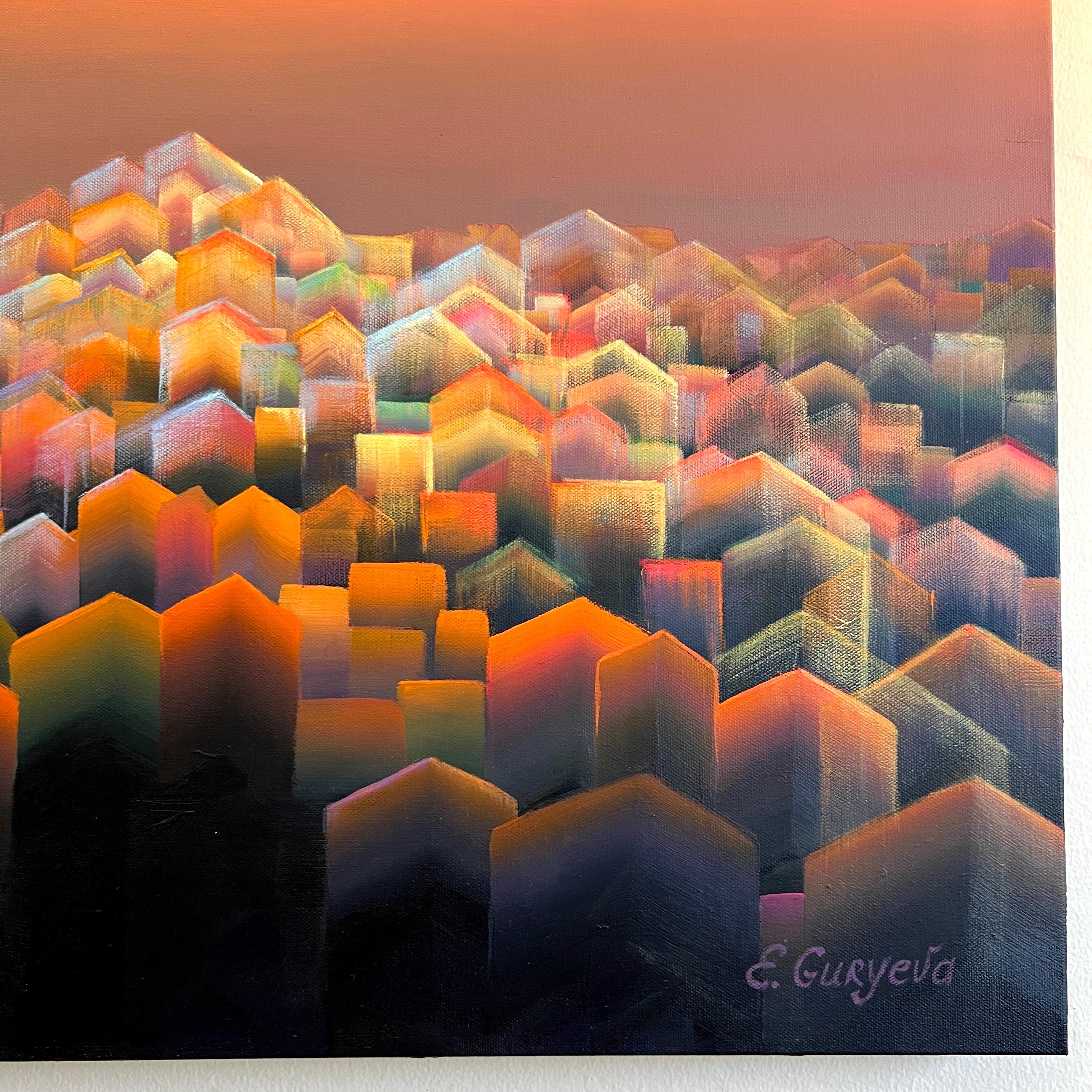 Scattering of light at sunset - Contemporary Painting by Elena Guryeva Art