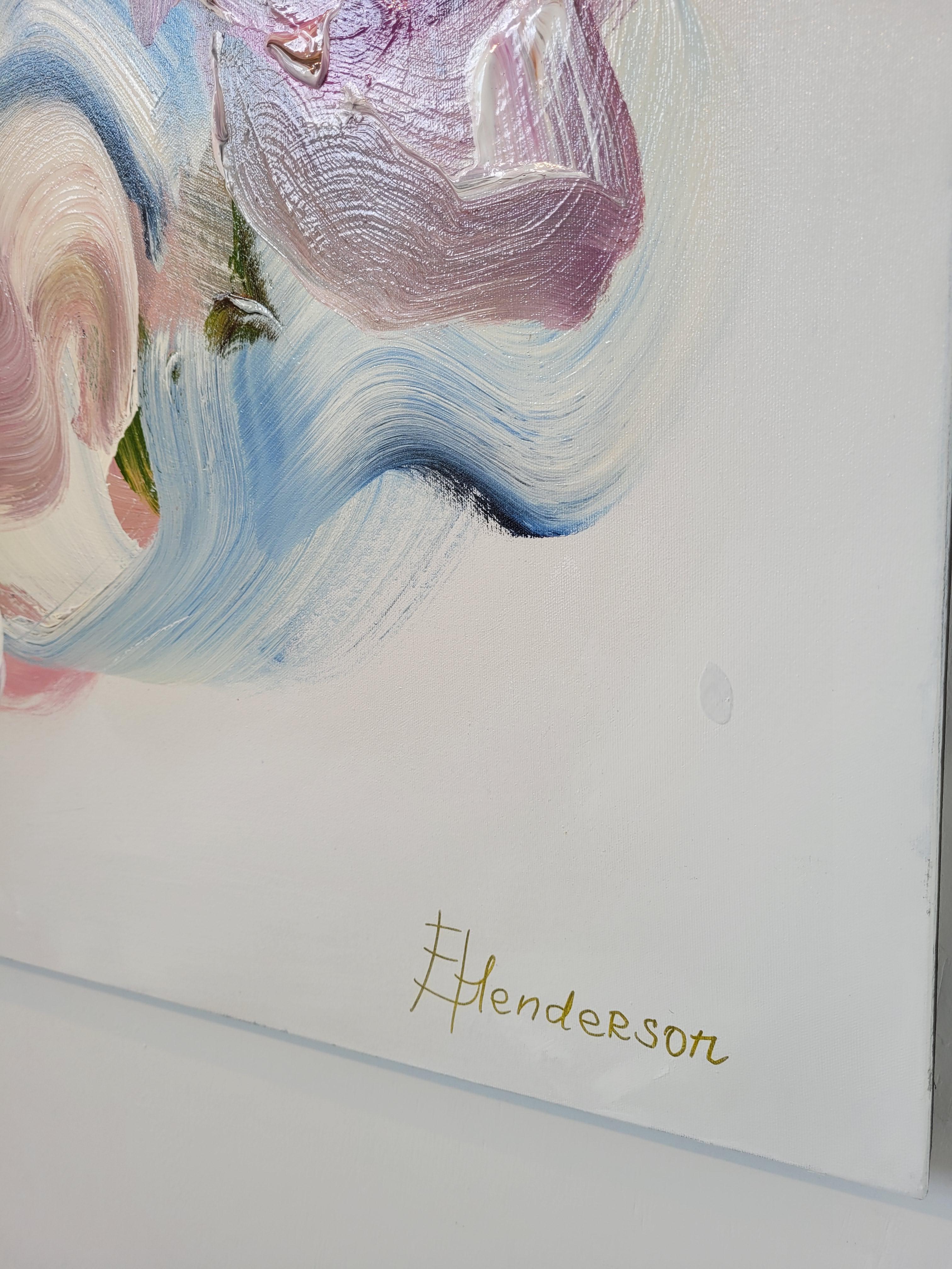 Purple Haze, Grande peinture florale jaune pourpre, 2022 - Contemporain Painting par Elena Henderson