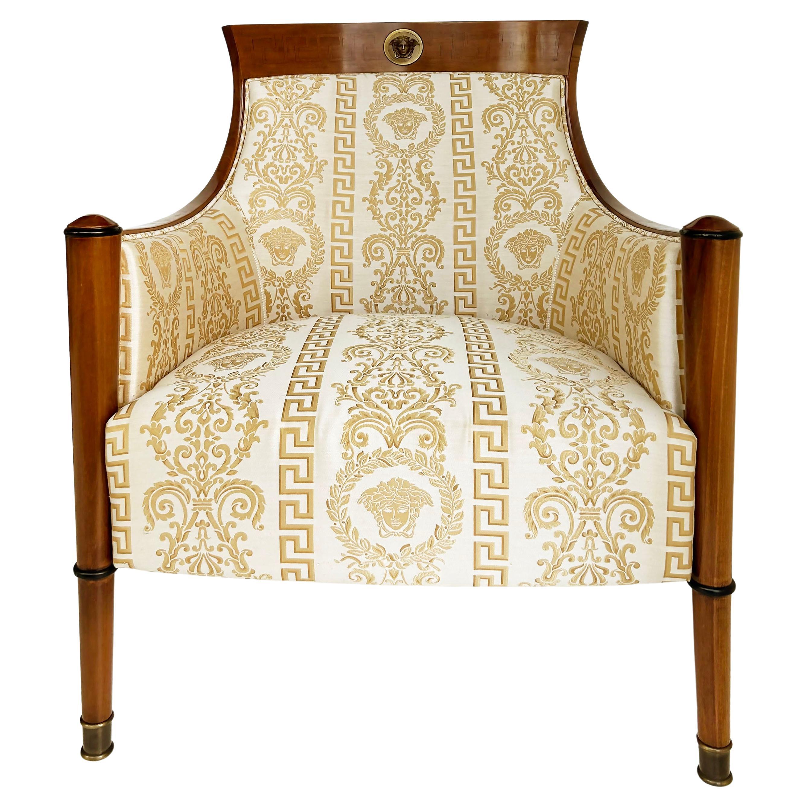 "Elena" Italianate Biedermeier-Style Chair by Gianni Versace Home with Medusa For Sale