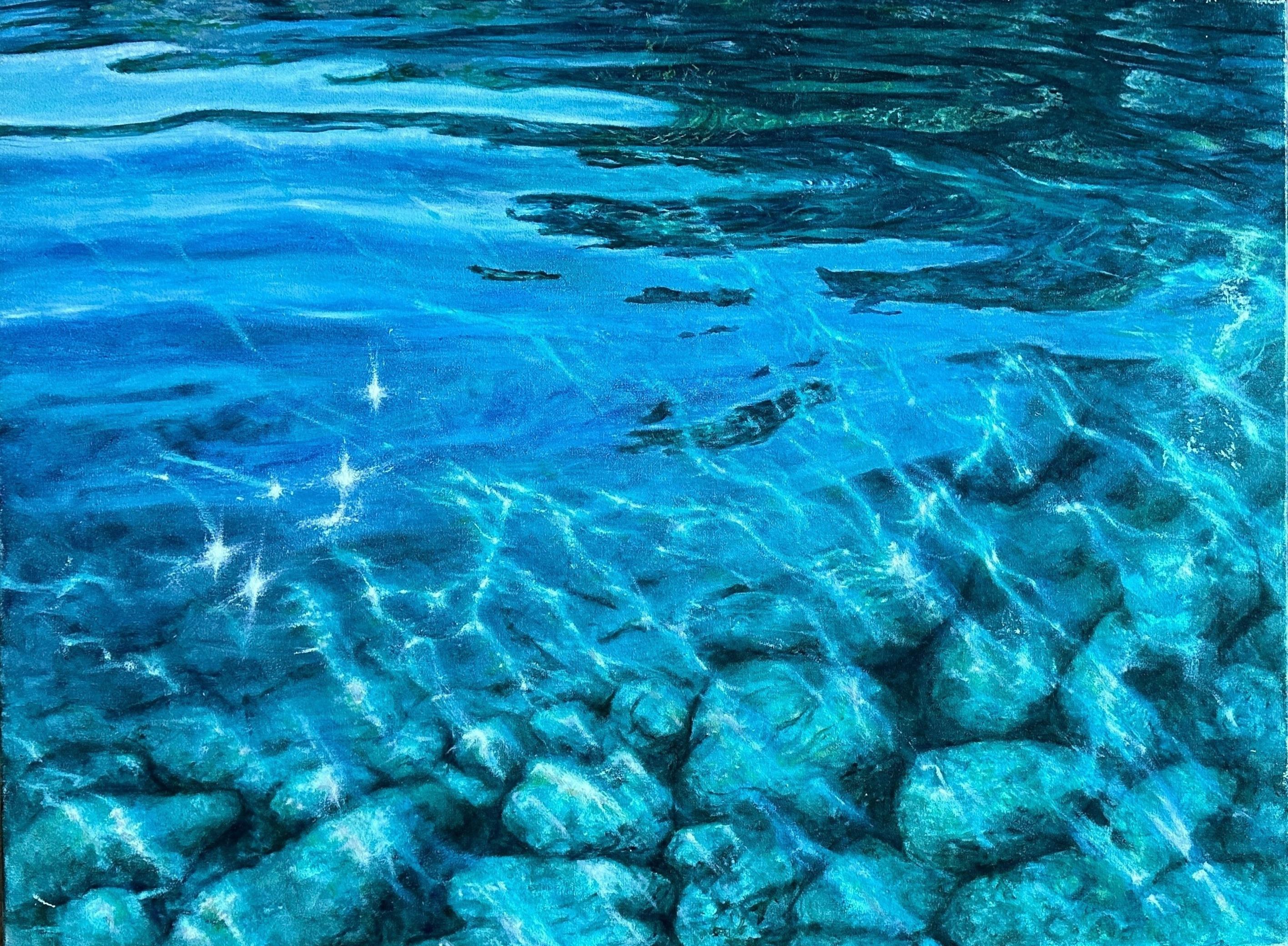 Landscape Painting Elena Khokhryakova - CRYSTAL SILENCE- Light Beneath the Surface (La lumière sous la surface)