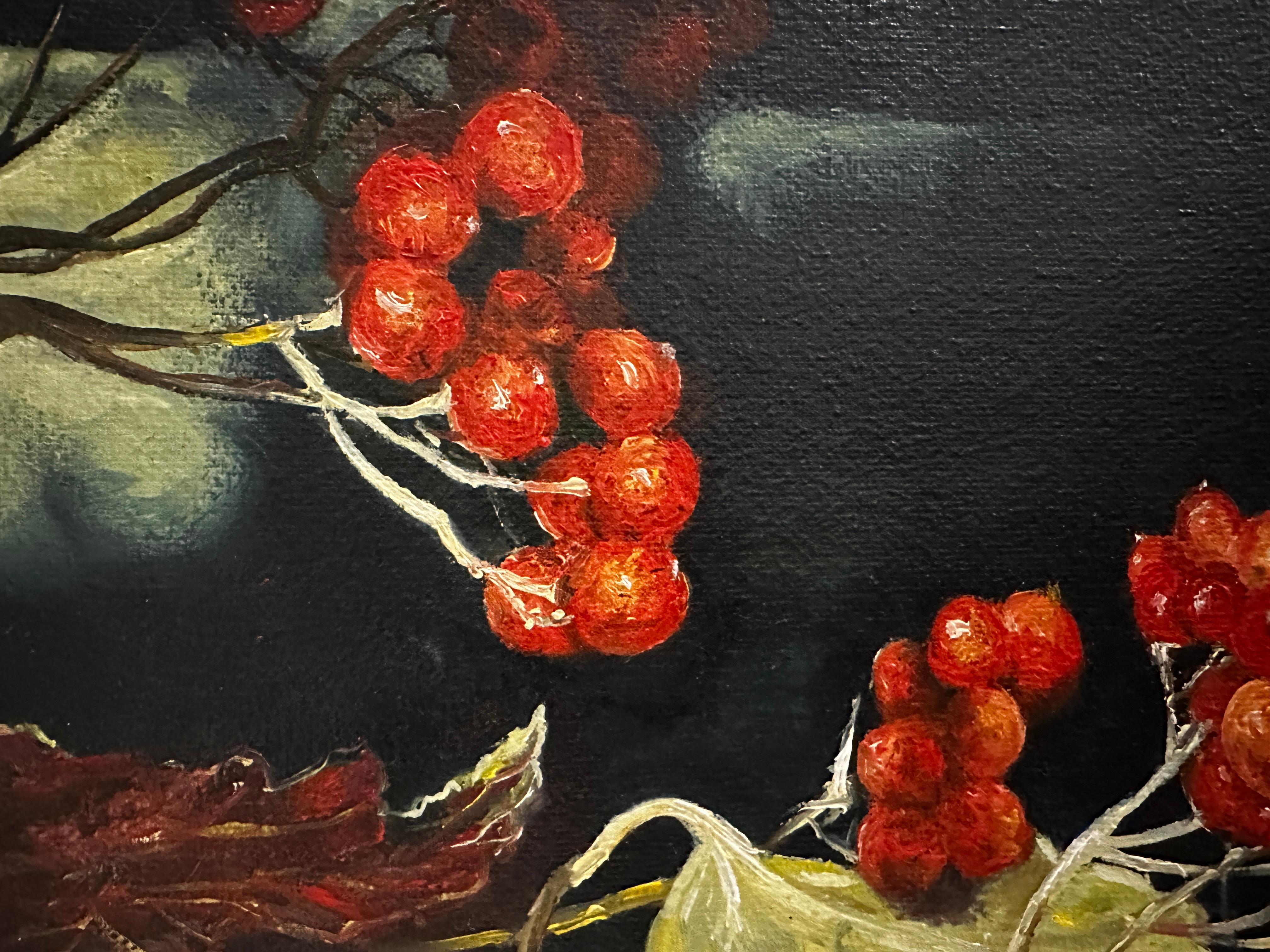 Rotes Vibrunum 4 – Painting von Elena Khokhryakova