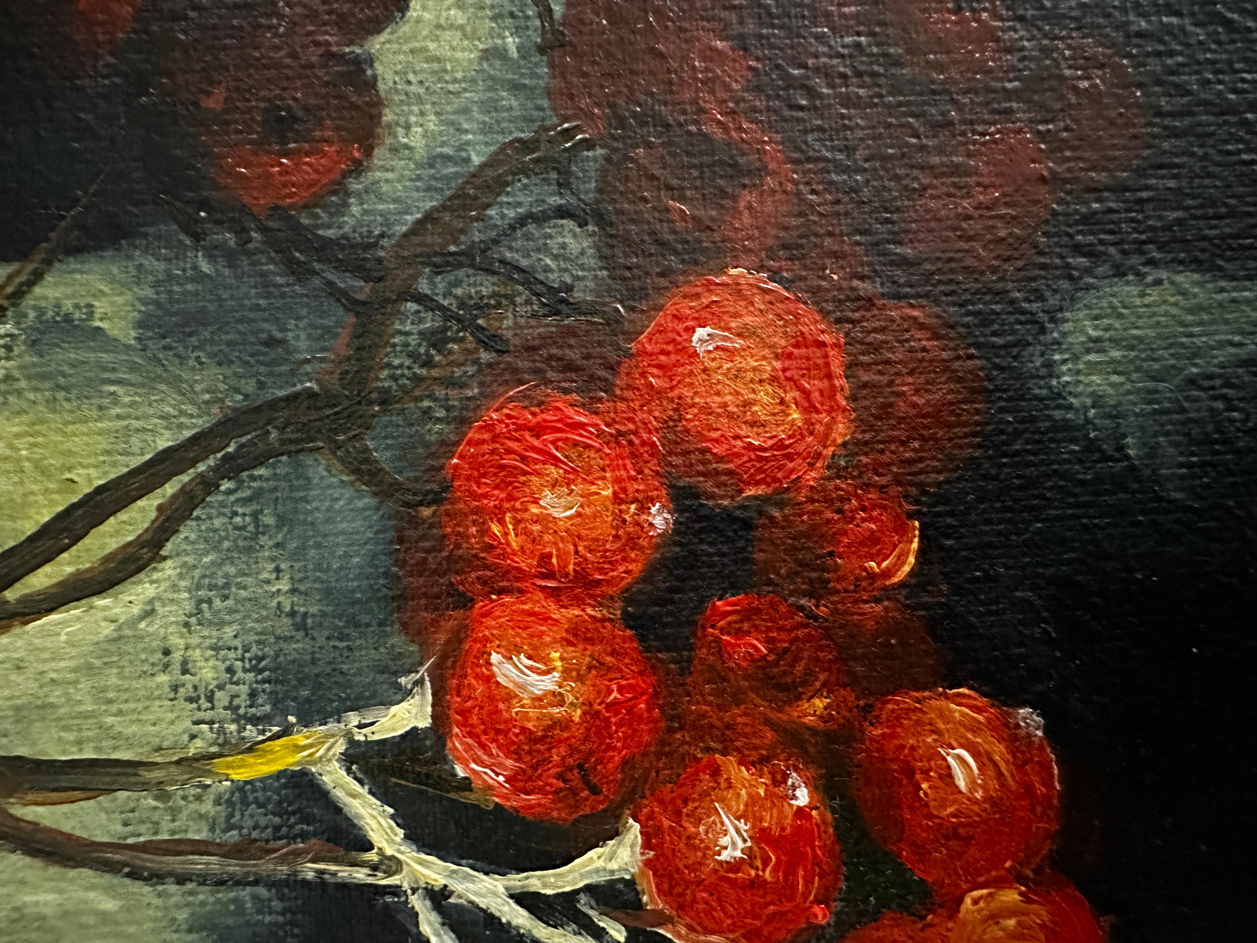 Rotes Vibrunum 4 (Schwarz), Still-Life Painting, von Elena Khokhryakova