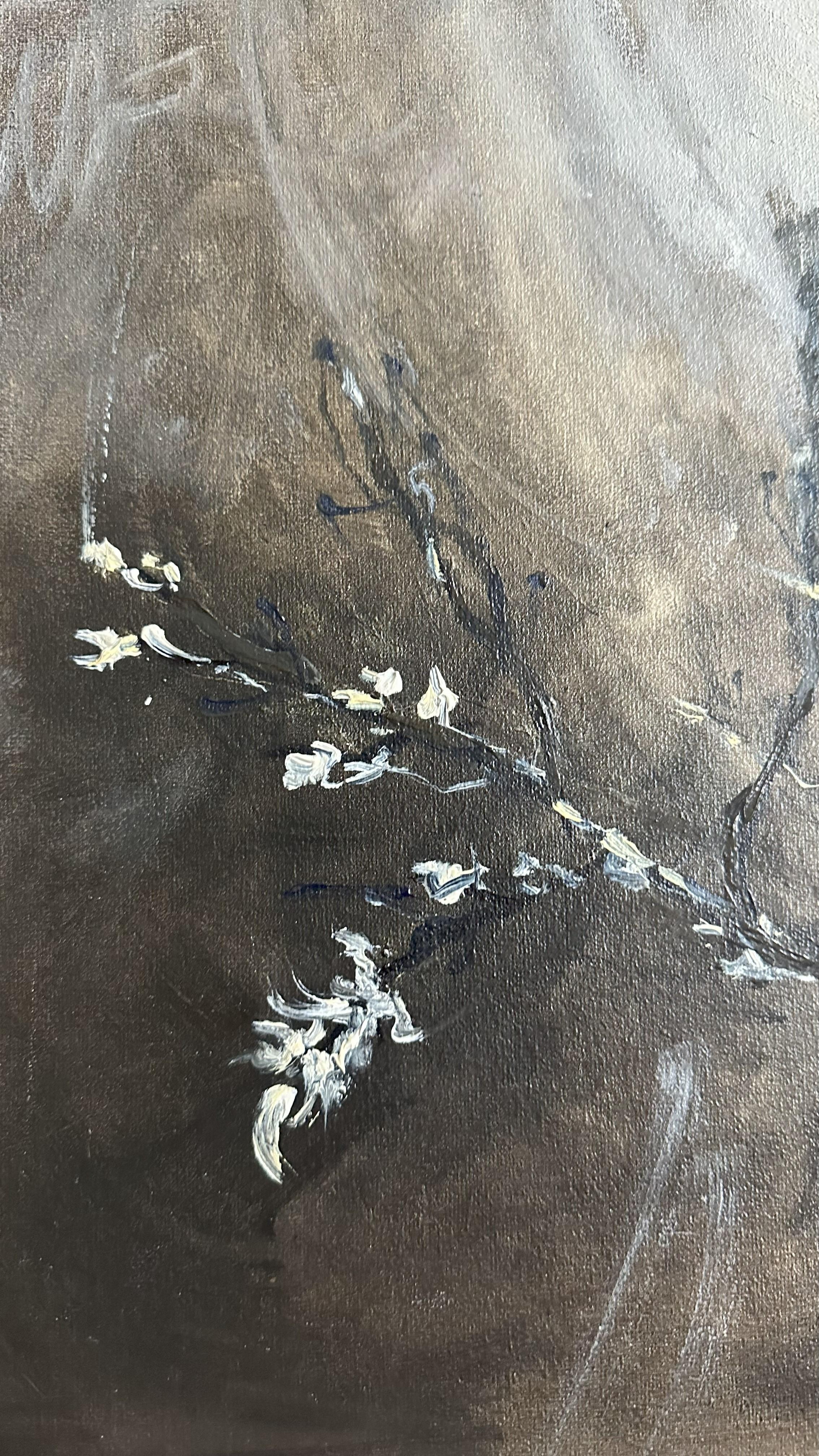 SHADOW OF LIGHT - Gray Landscape Painting by Elena Khokhryakova