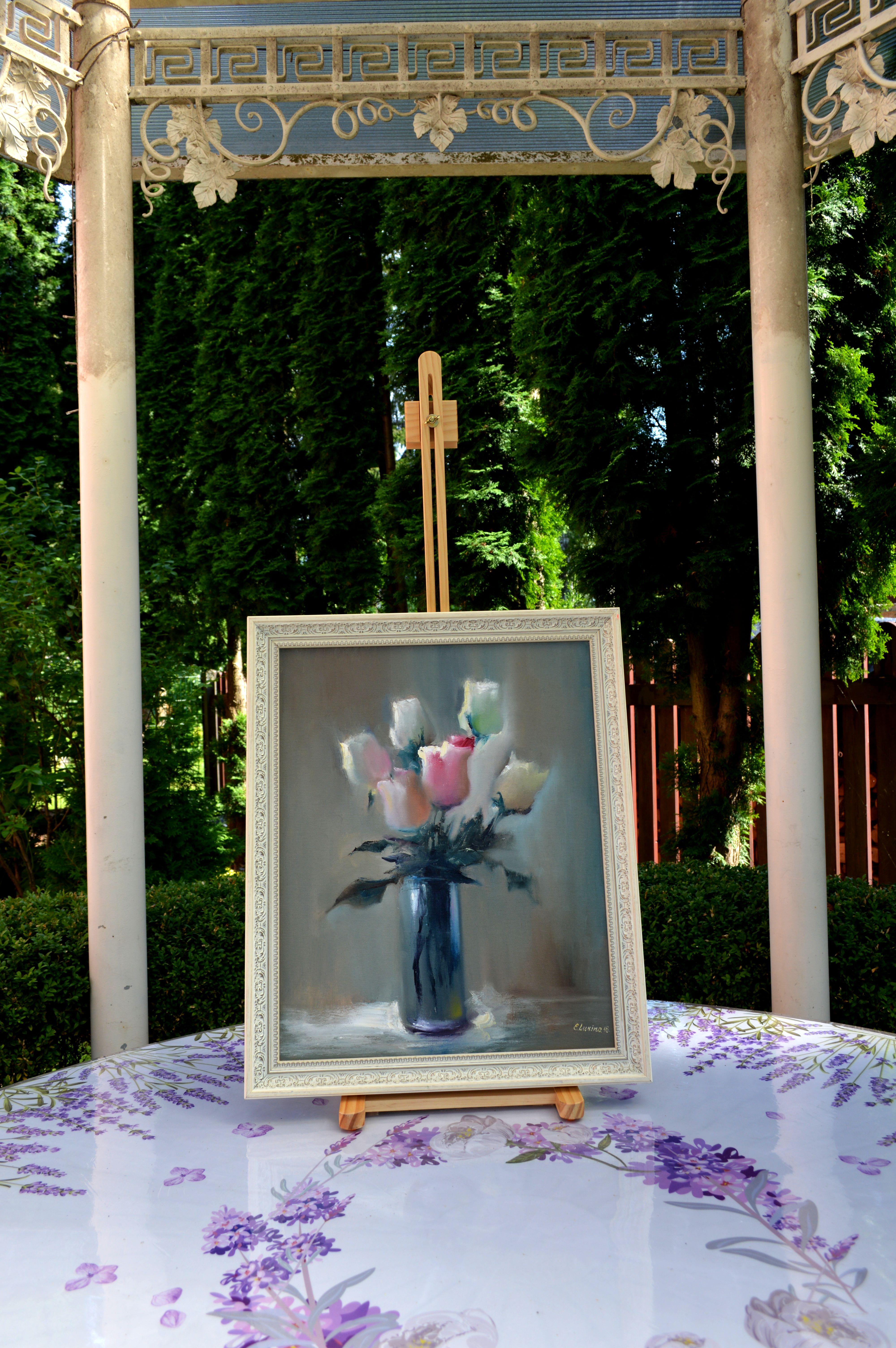 7 Rosen 50X40 Ölgemälde – Painting von Elena Lukina
