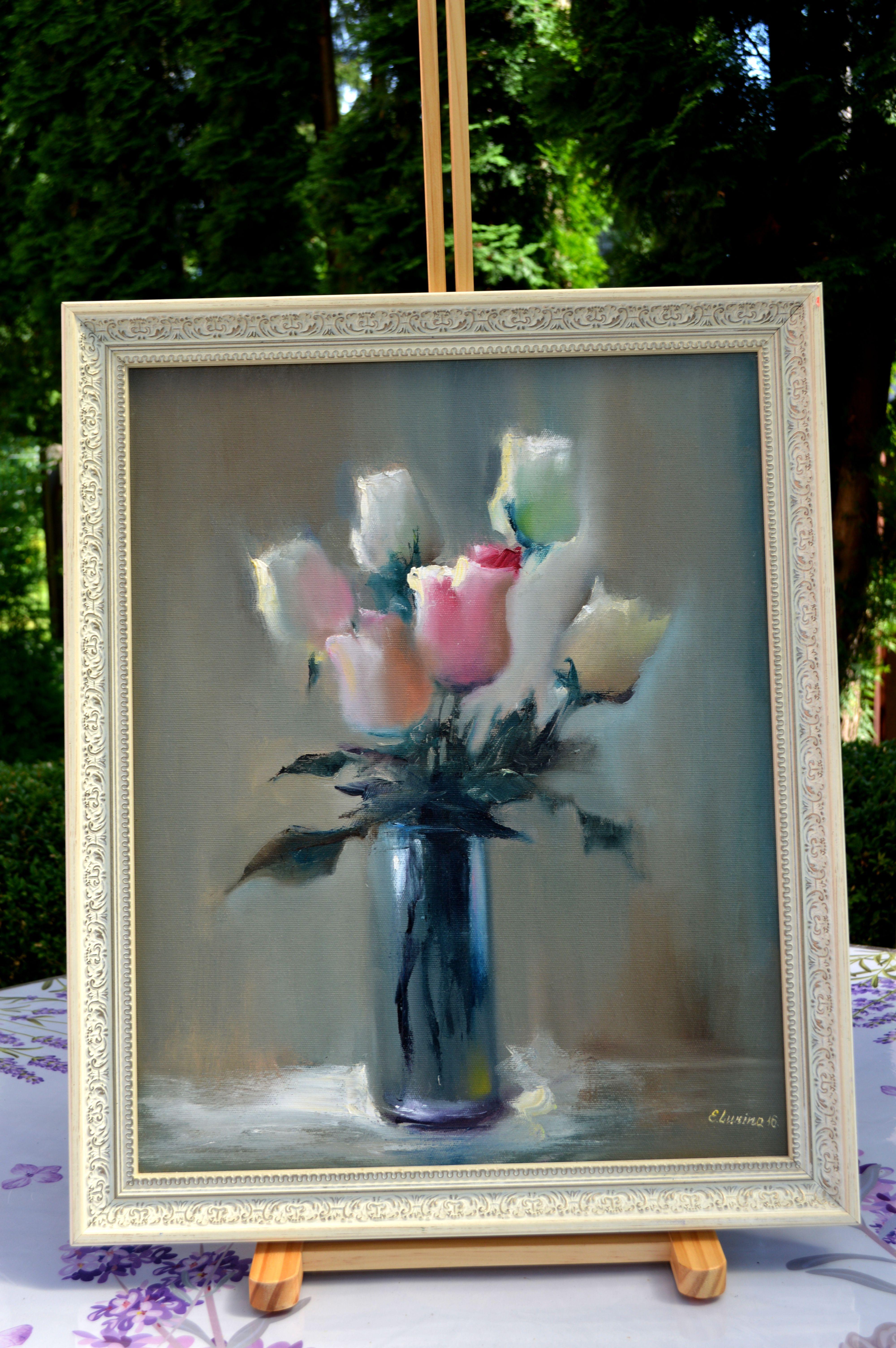 7 Rosen 50X40 Ölgemälde im Angebot 2