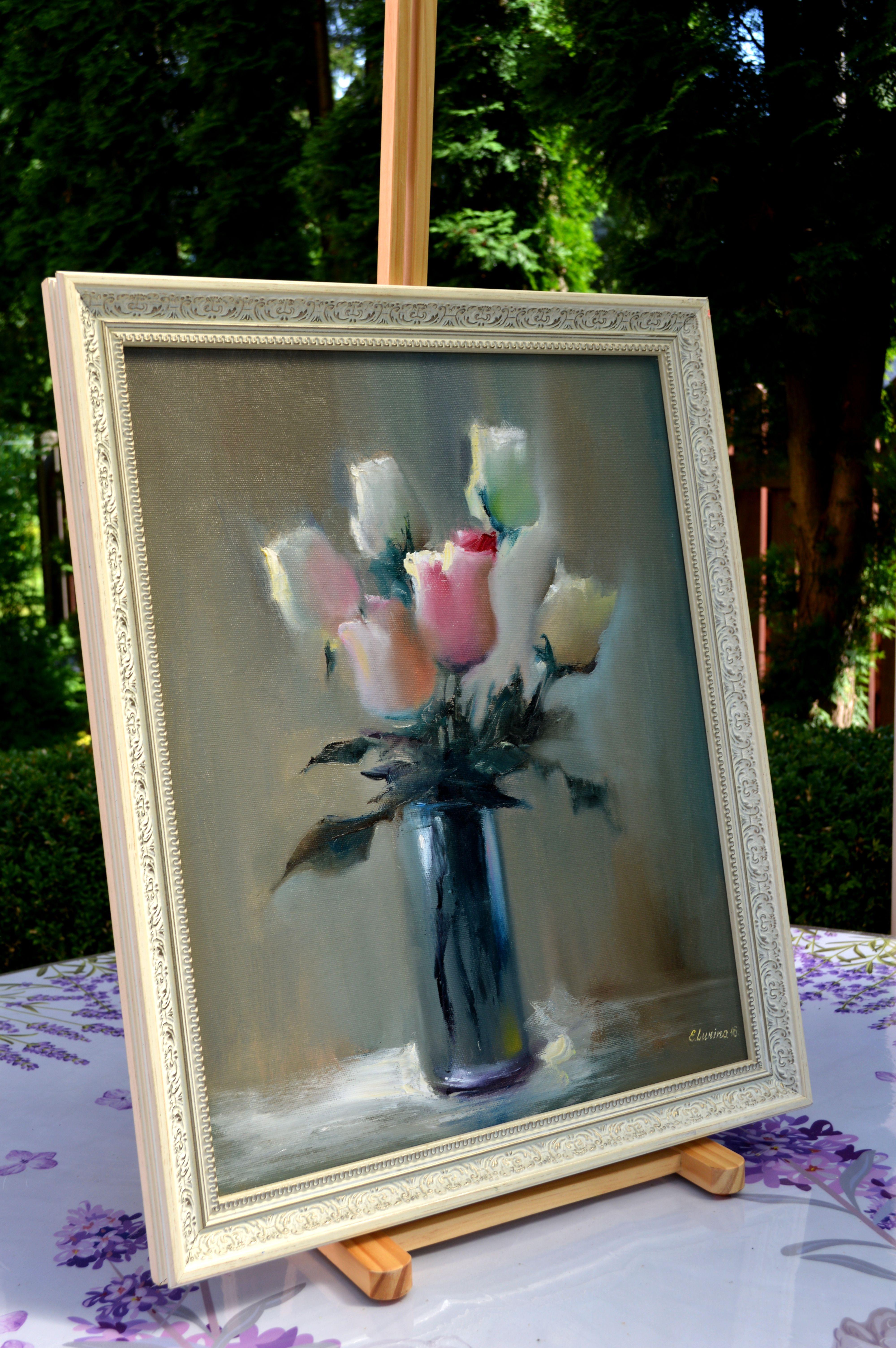 7 Rosen 50X40 Ölgemälde im Angebot 3
