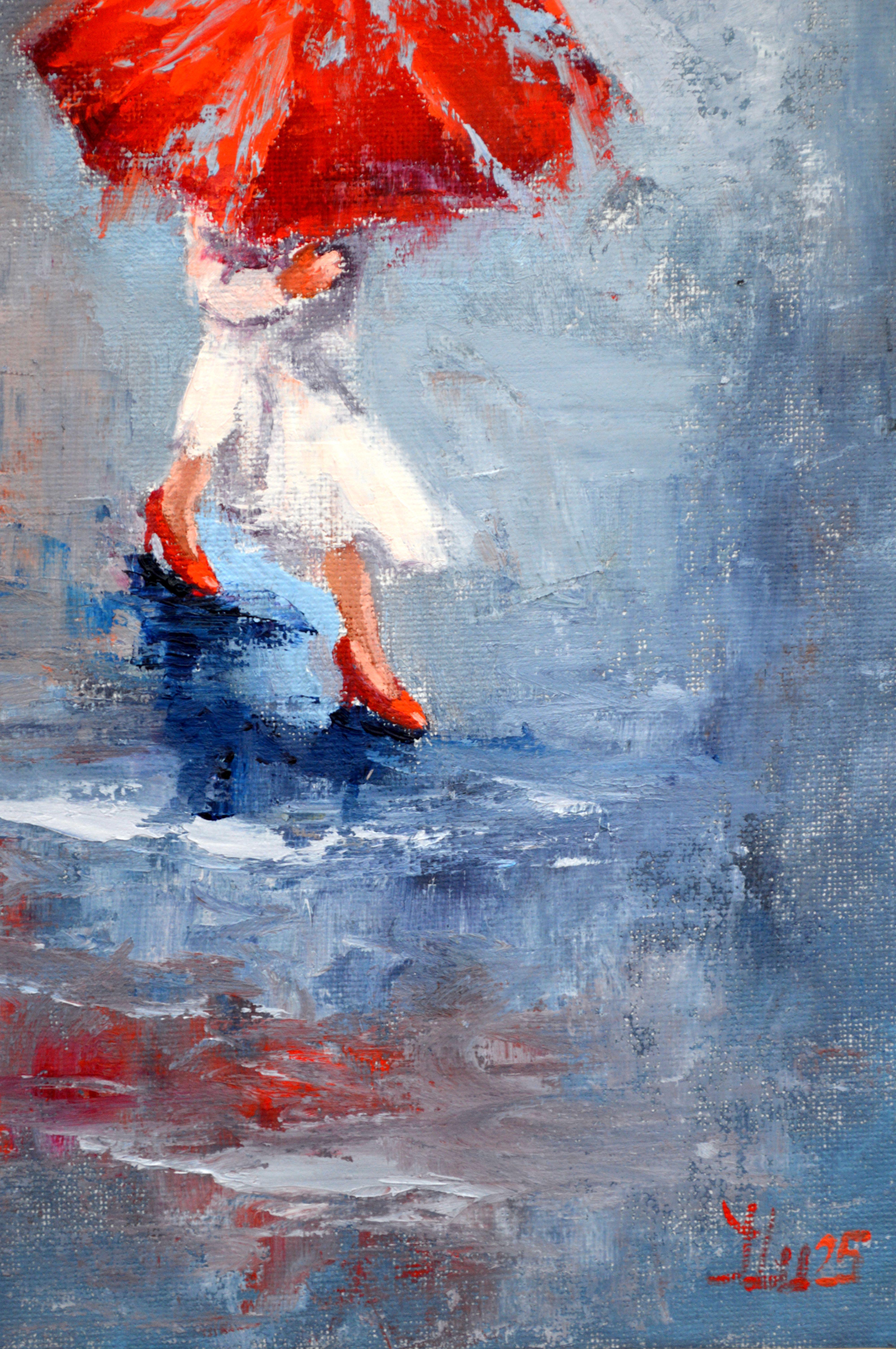 A Girl Running Through Puddles For Sale 4
