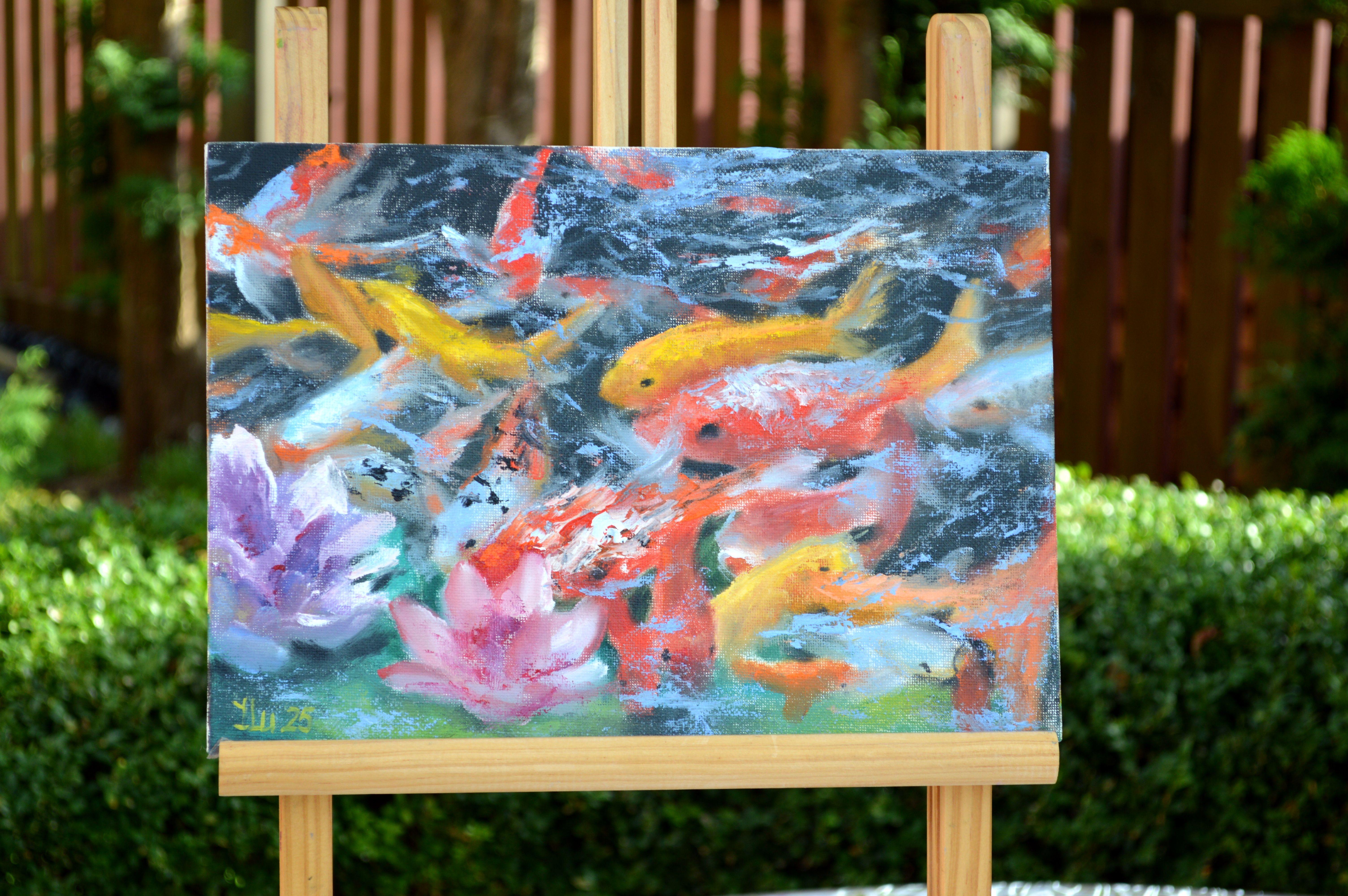 A koi paradise - Painting by Elena Lukina