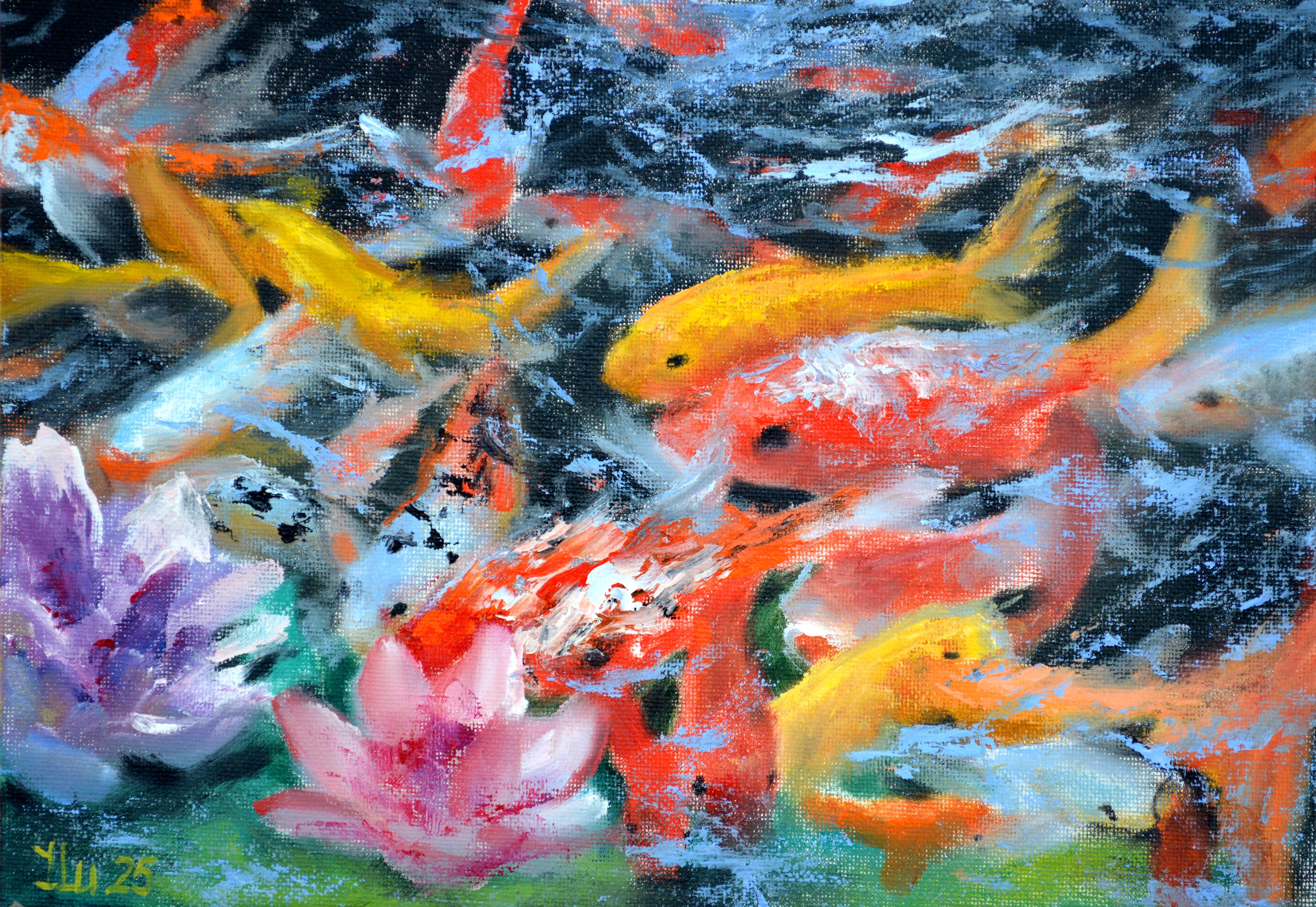 Elena Lukina Interior Painting - A koi paradise