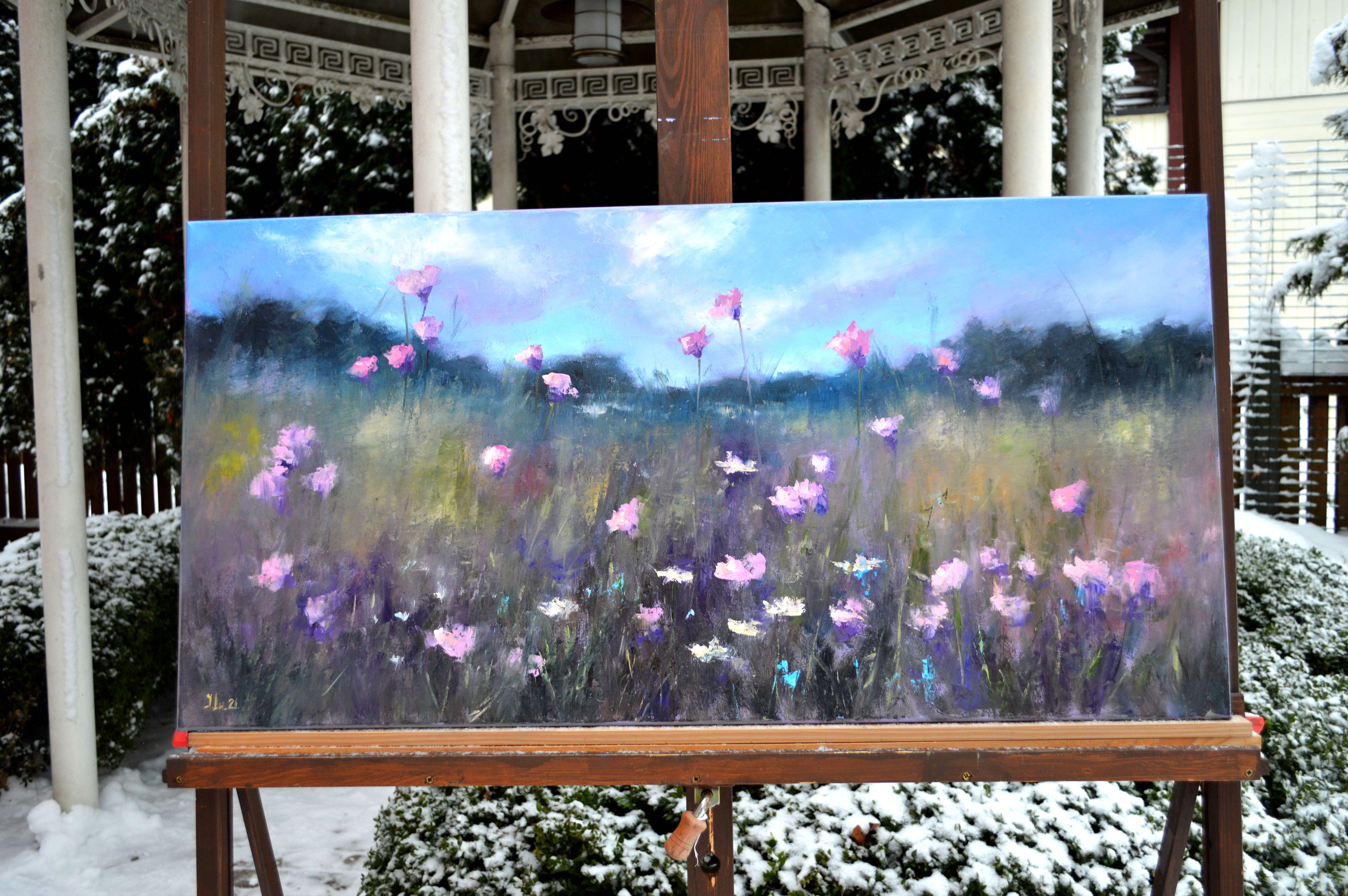 Eine Wiese mit blühenden Kräutern (Expressionismus), Painting, von Elena Lukina