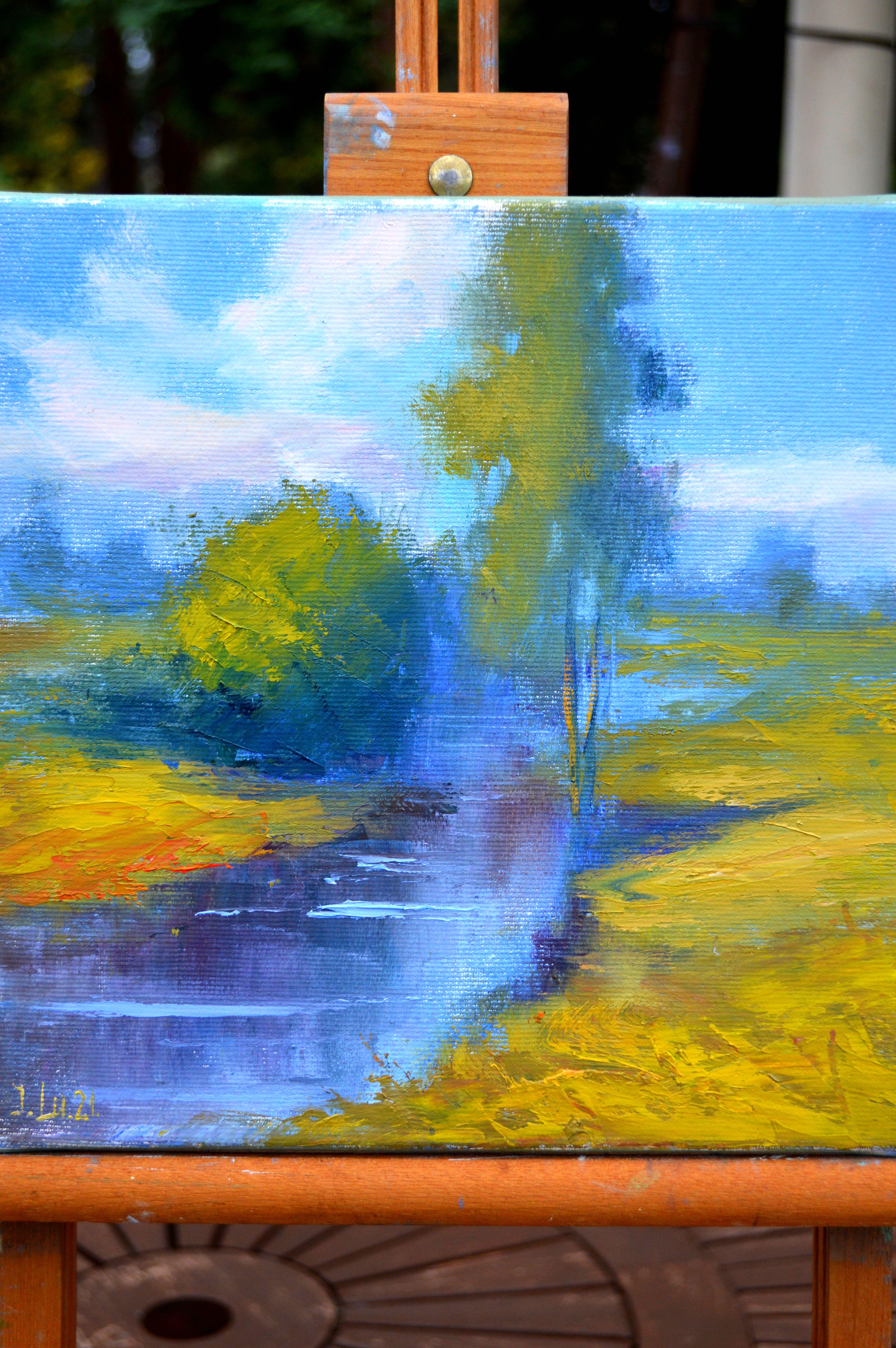 Un paesaggio rurale - Painting di Elena Lukina