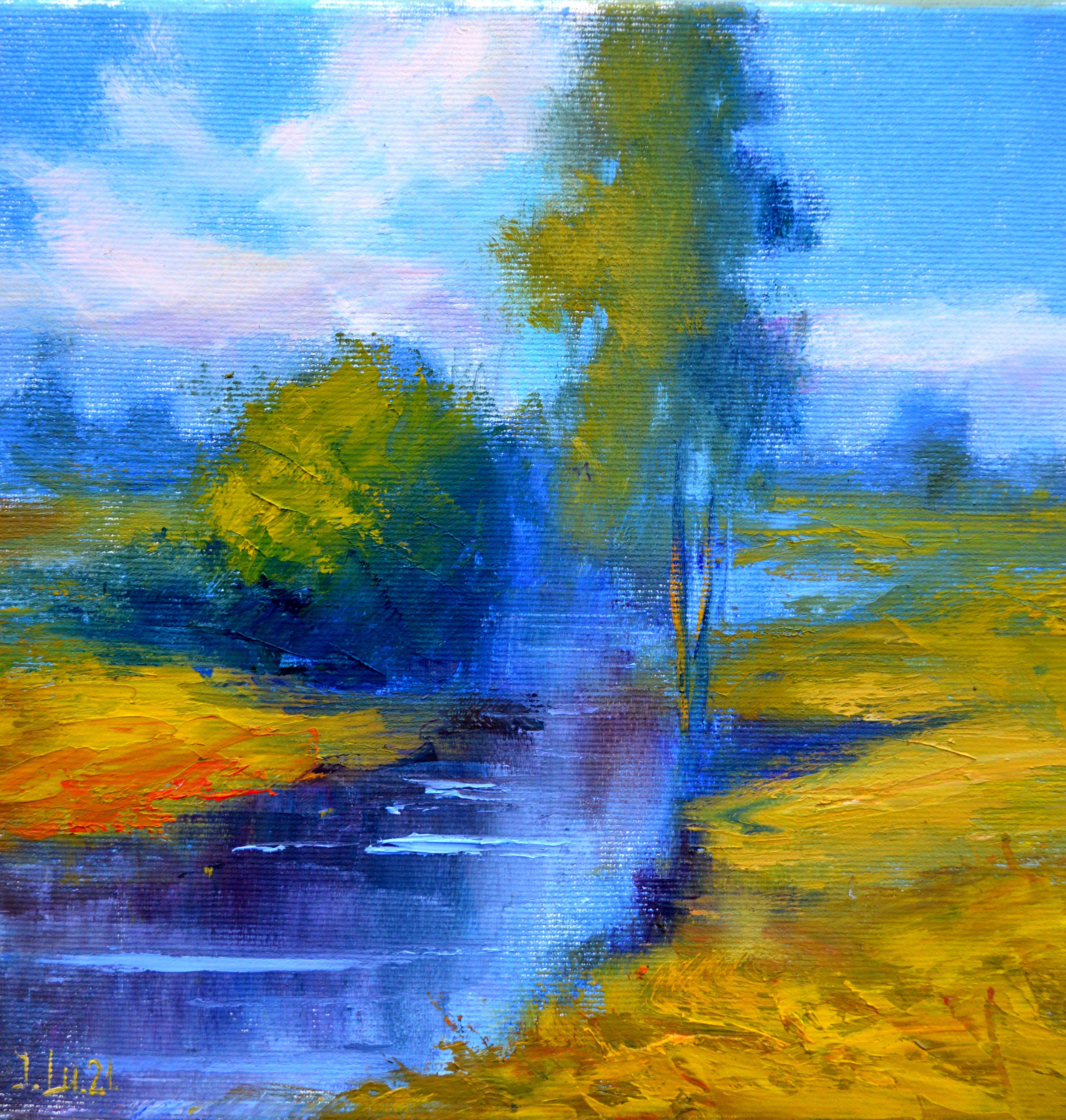 Landscape Painting di Elena Lukina - Un paesaggio rurale