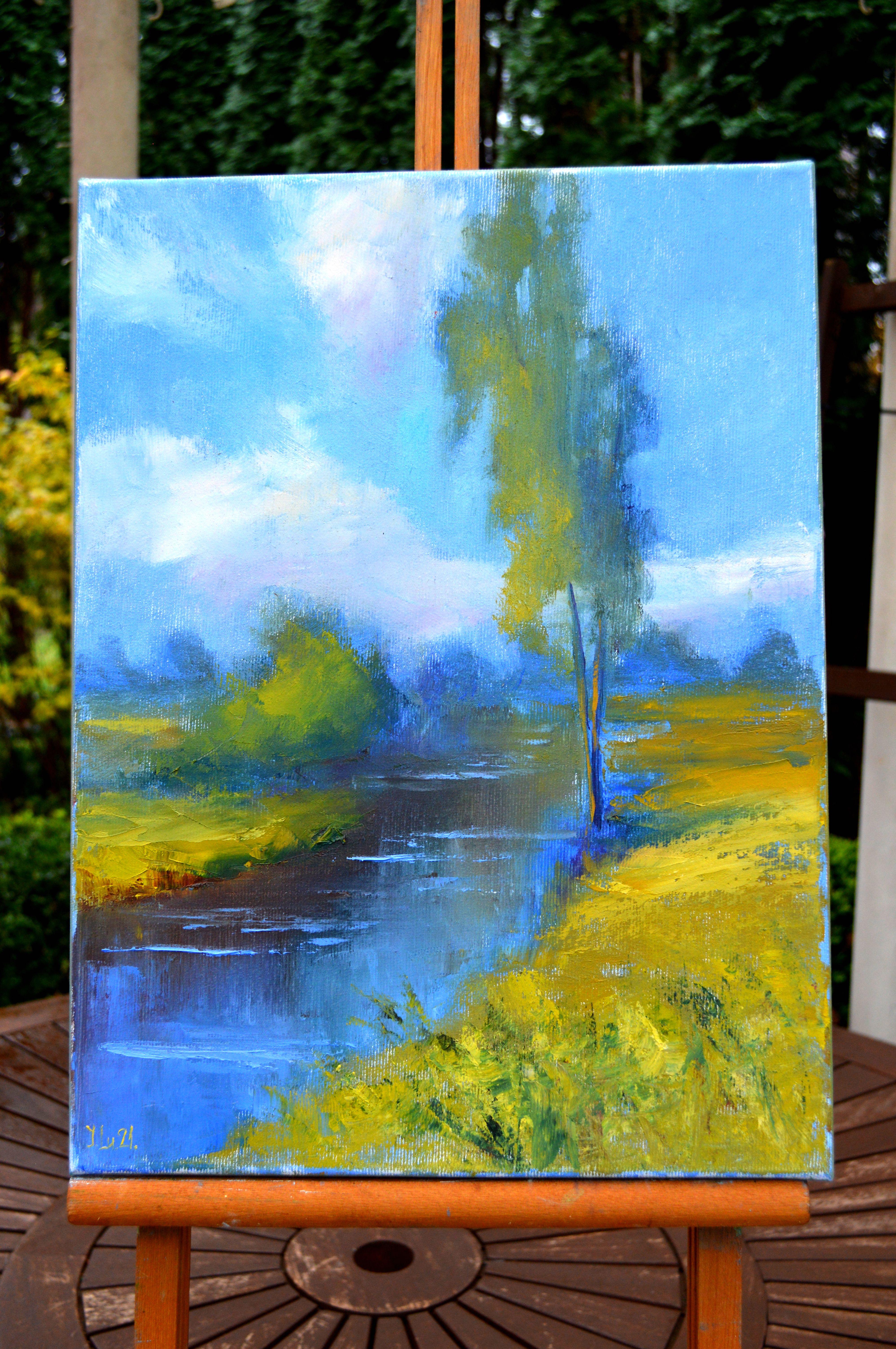 Ein dörflicher Fluss – Painting von Elena Lukina