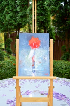 A warm summer rain Original impasto Miniature oil painting for living room