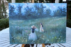 Among the Wildflowers. Original Large Landscape Oil Painting on Italian canvas.