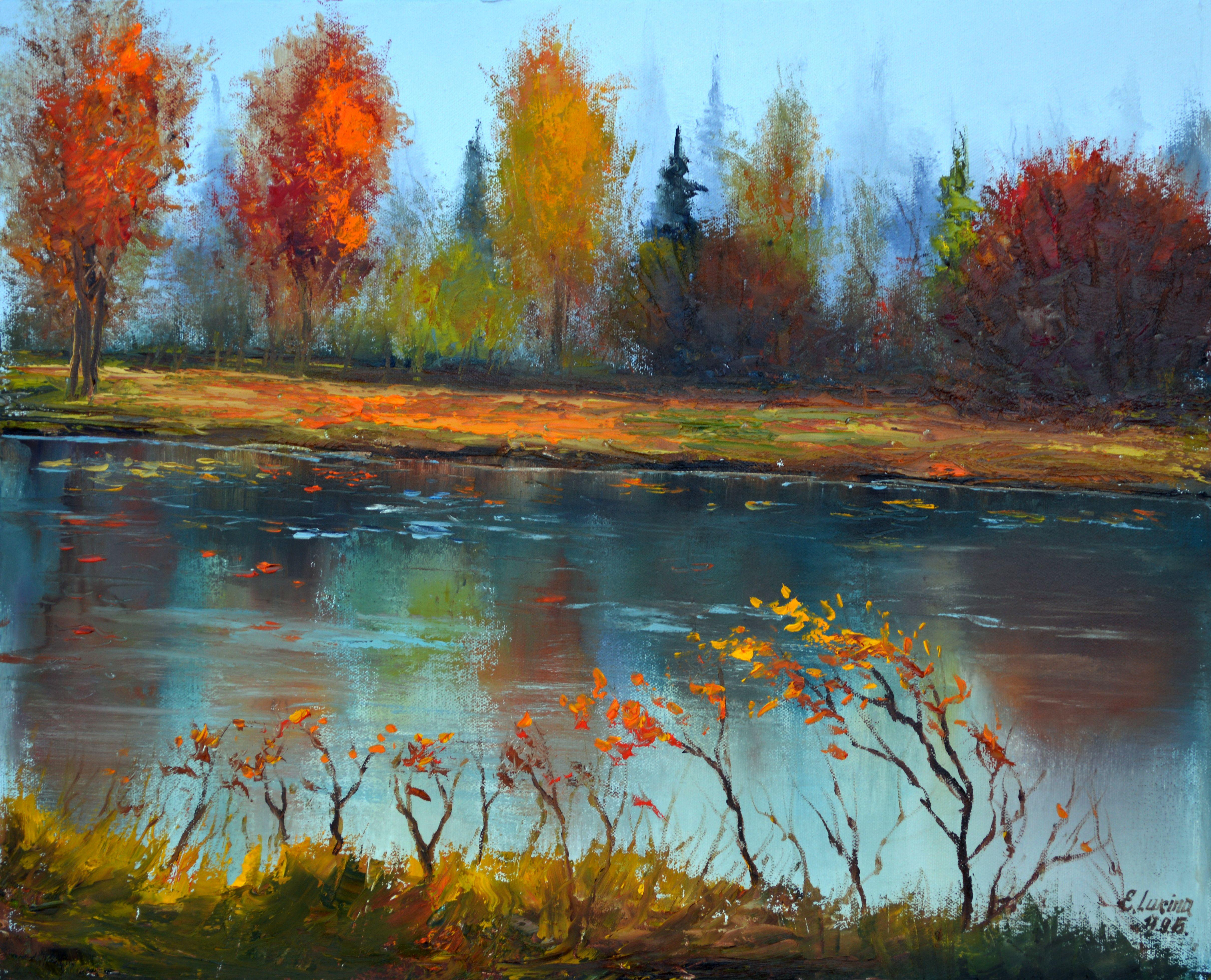 Landscape Painting de Elena Lukina - Estado de ánimo otoñal