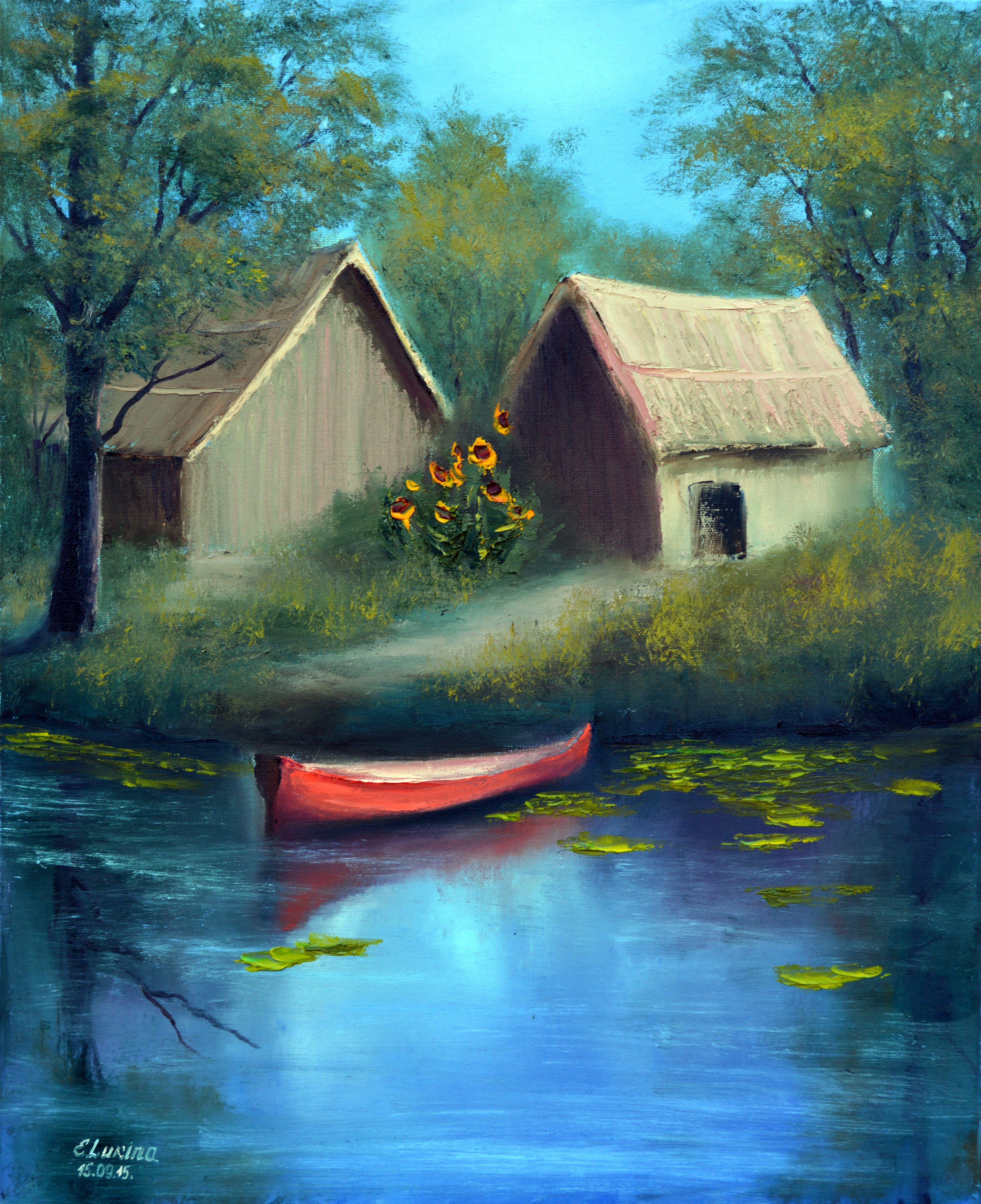 Elena Lukina Landscape Painting - Barn Idyllic