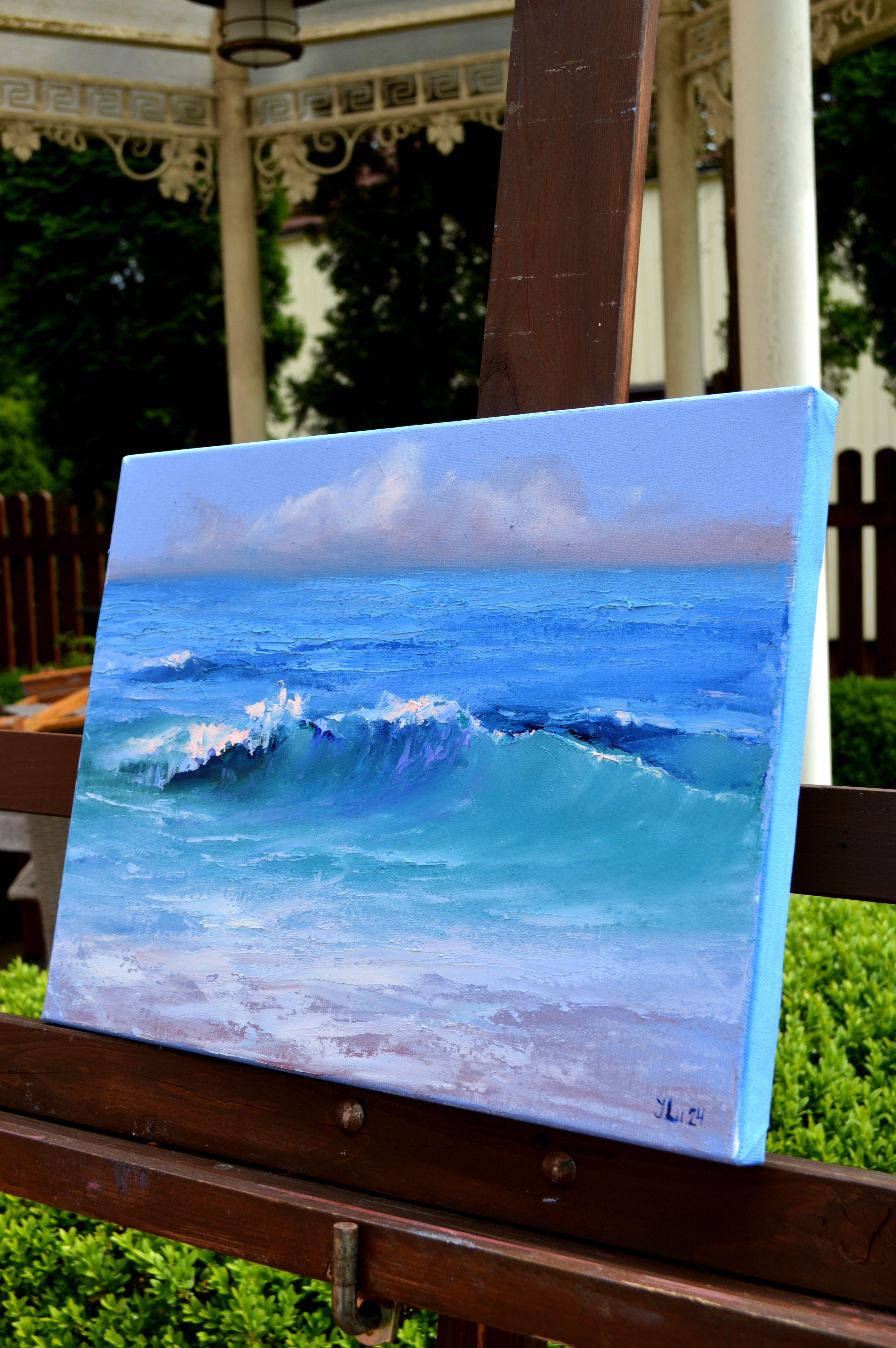 Schönes Meer (Blau), Landscape Painting, von Elena Lukina