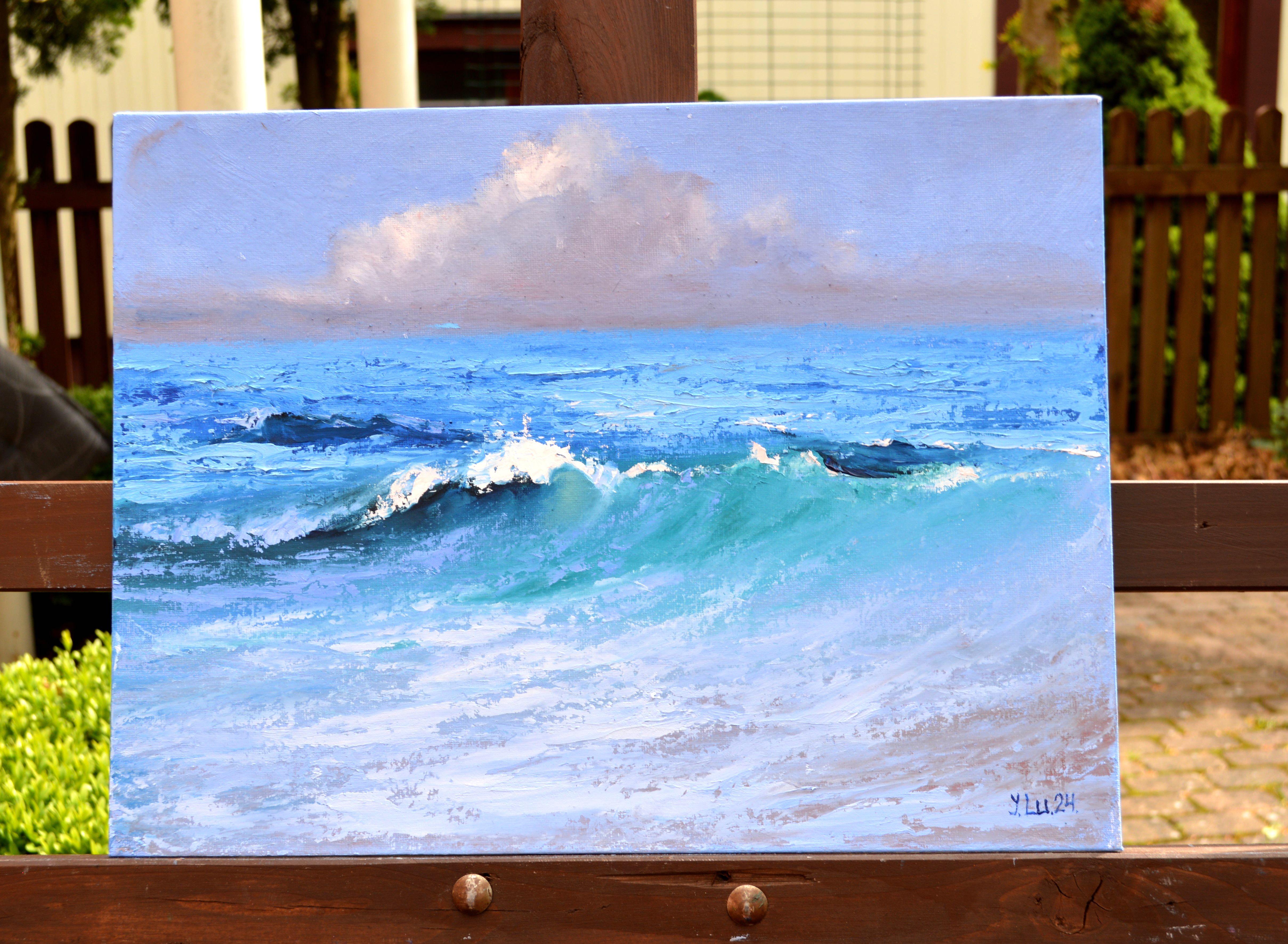 Bellissimo paesaggio marino - Painting di Elena Lukina