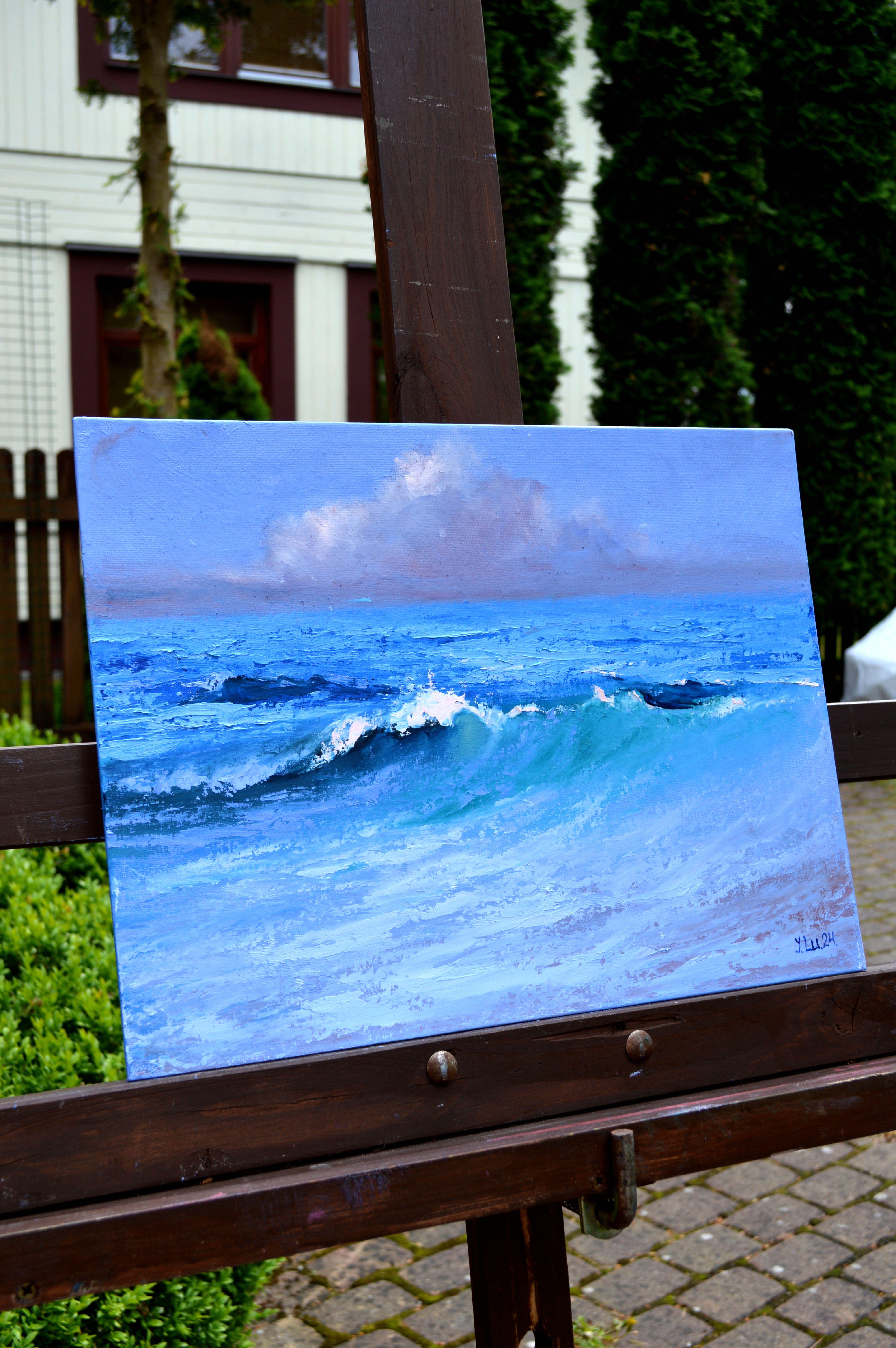 Bellissimo paesaggio marino - Painting Espressionista di Elena Lukina