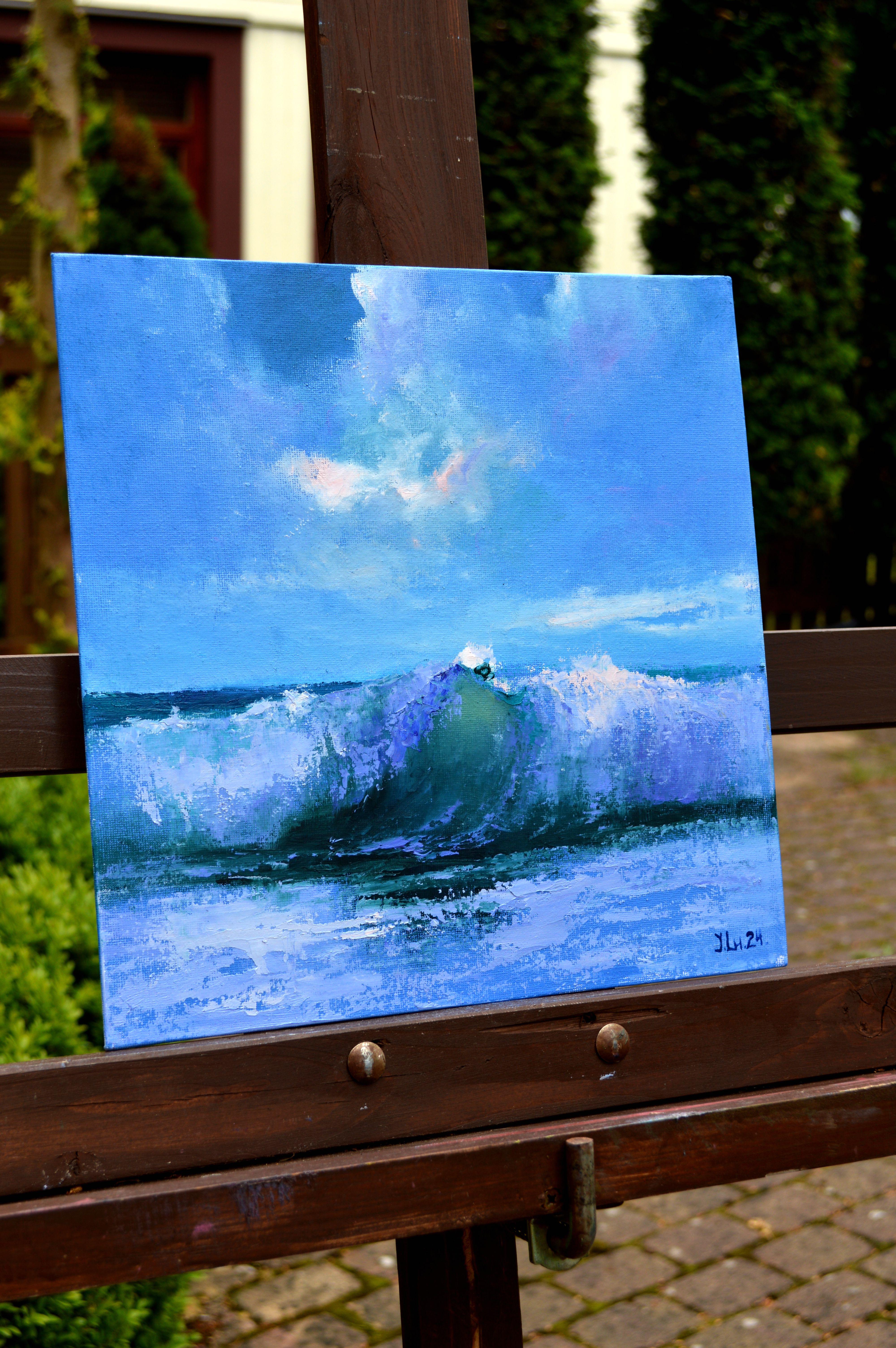Hermosa ola 30X30 - Interior Painting Azul de Elena Lukina