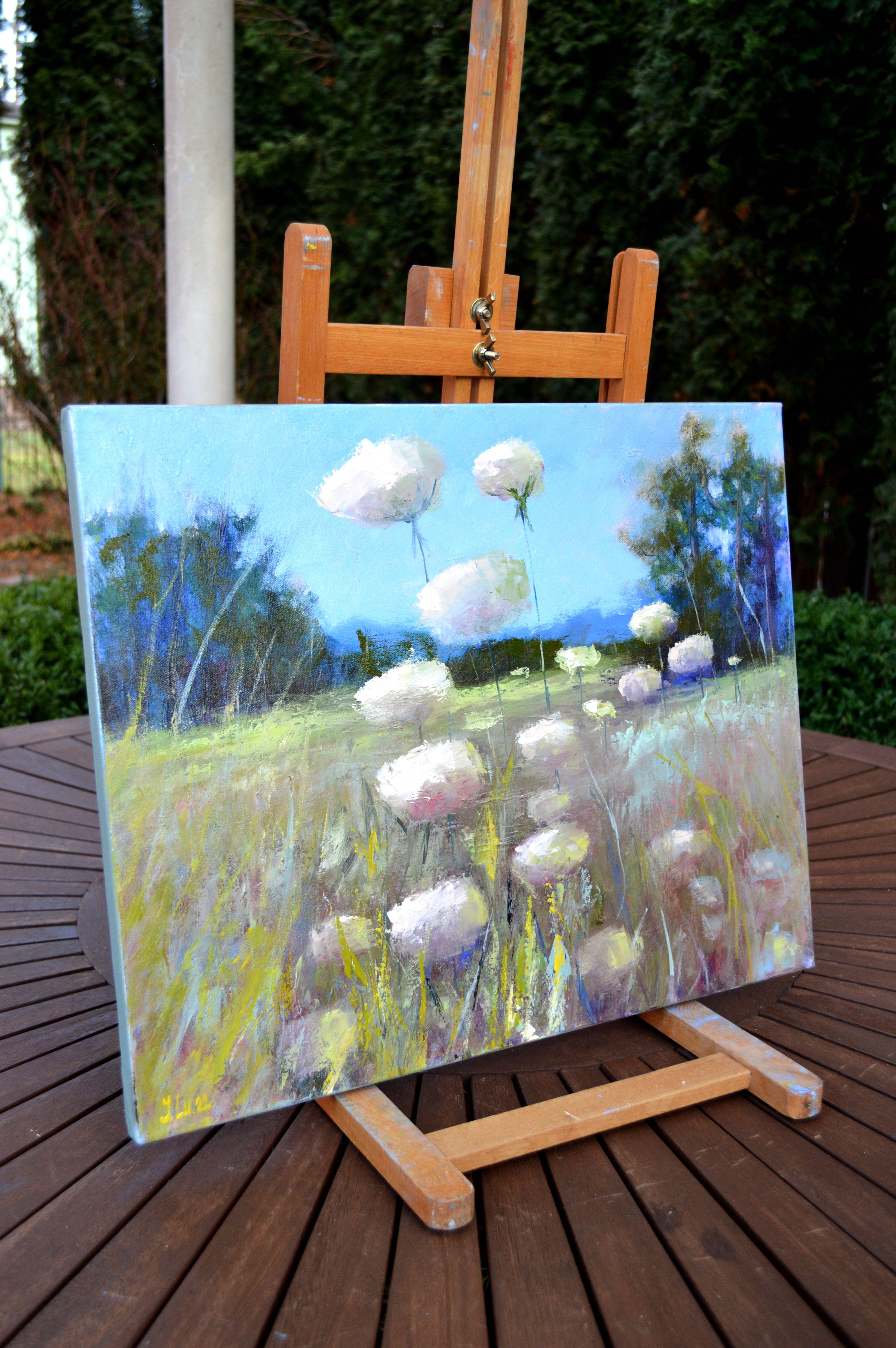 Beautiful wild flowers in the meadow - Expressionist Painting by Elena Lukina