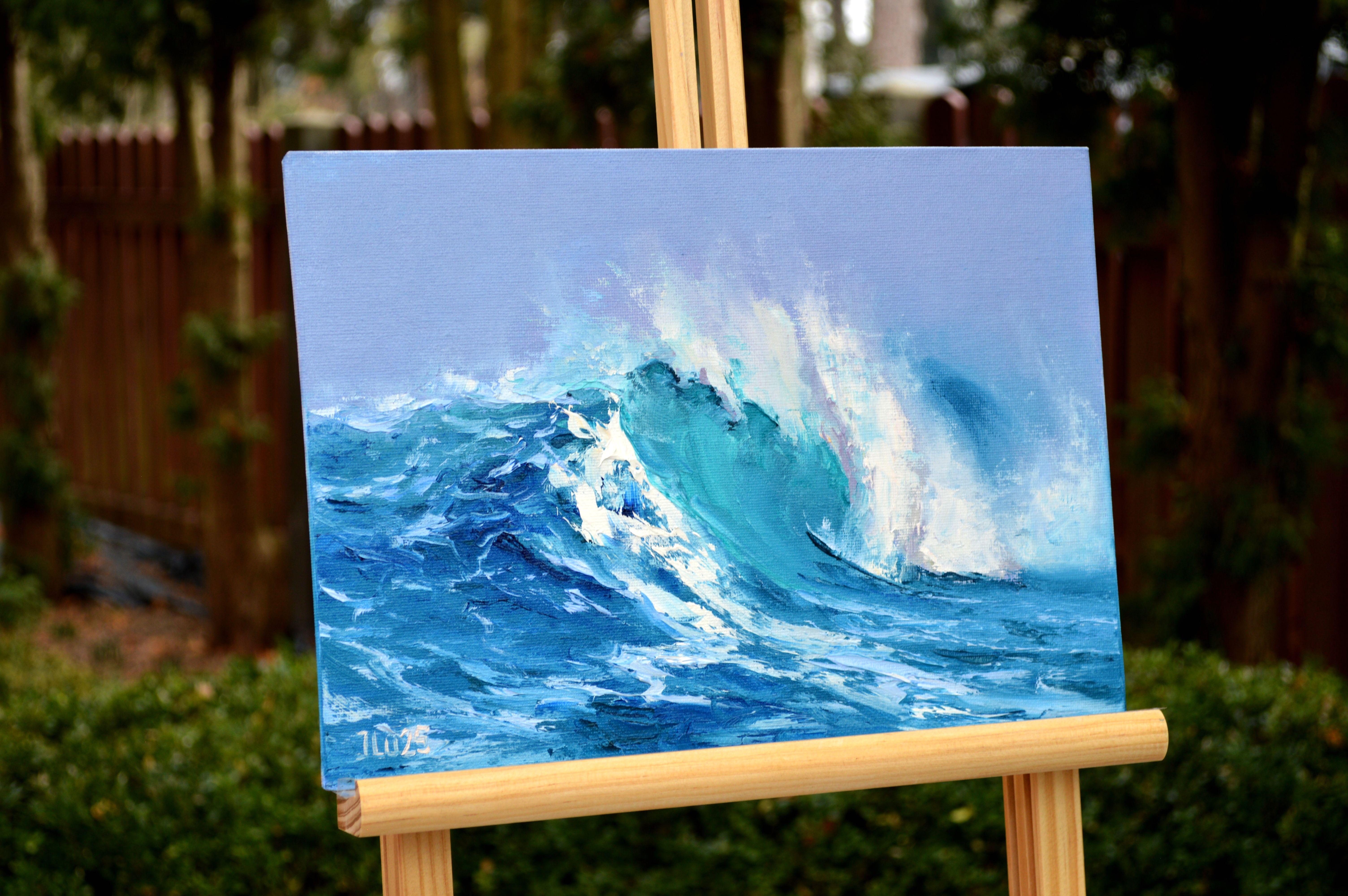 Grande vague 21X30 - Expressionniste Painting par Elena Lukina