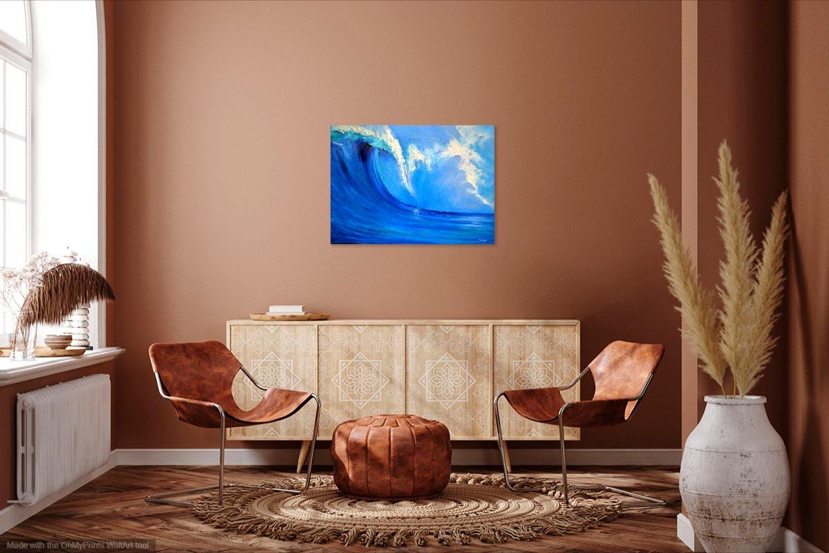 Große Welle (Blau), Landscape Painting, von Elena Lukina