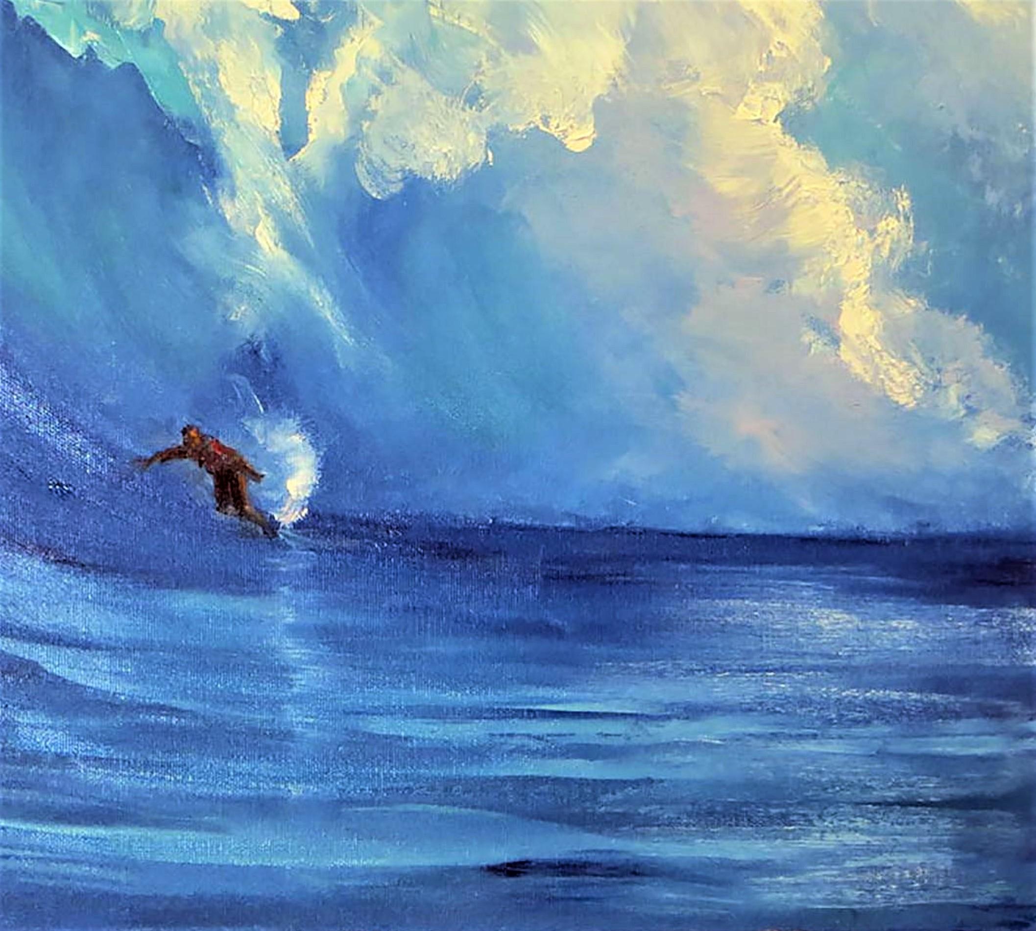 In diesem Ölgemälde habe ich die ehrfurchtgebietende Kraft und die ruhige Schönheit des Ozeans eingefangen. Die expressionistischen Striche vermitteln die dynamische Bewegung der Wellen, während die impressionistischen Akzente das Spiel von Licht