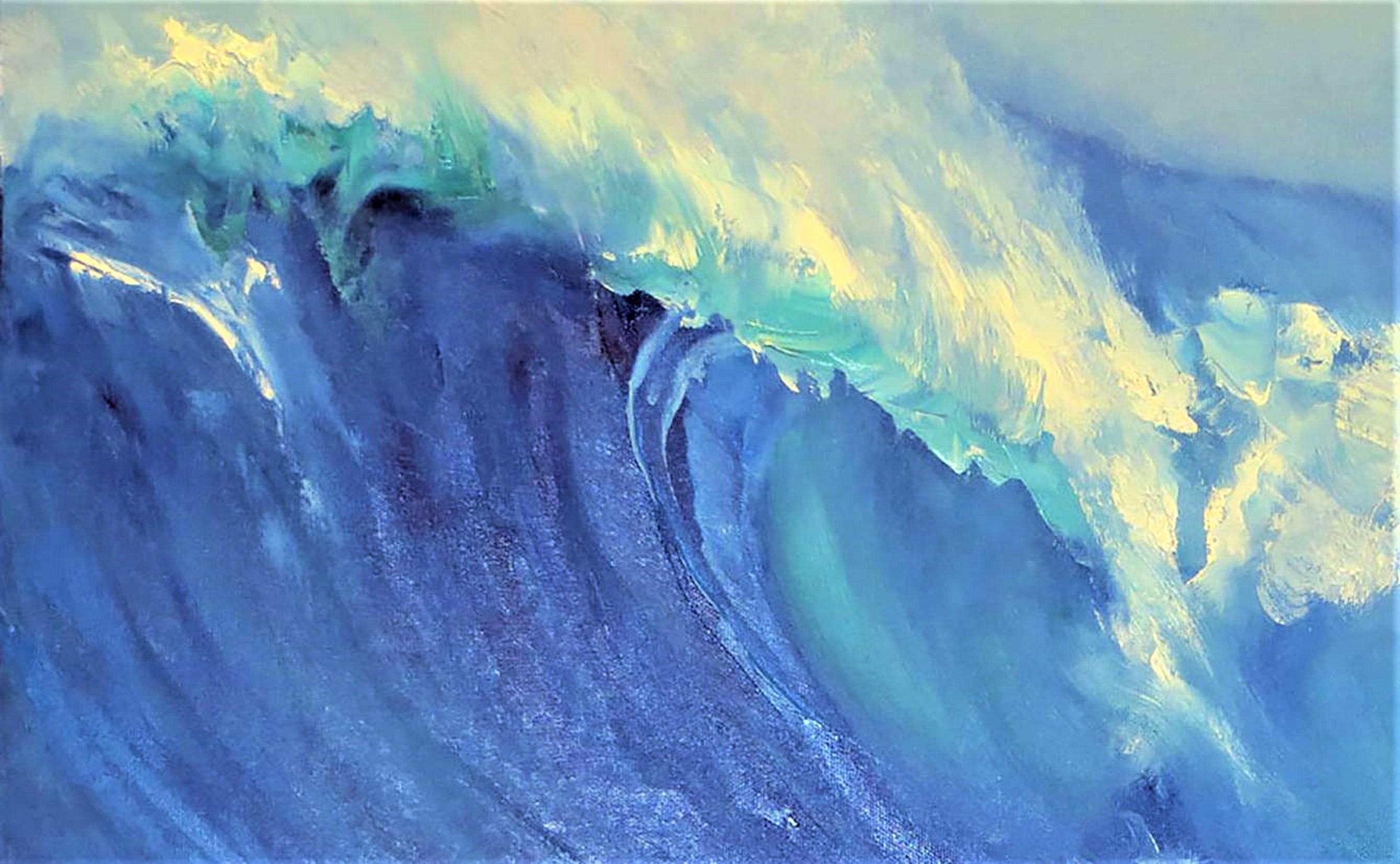 Grande vague.Surfing 70X50 peinture à l'huile en vente 1