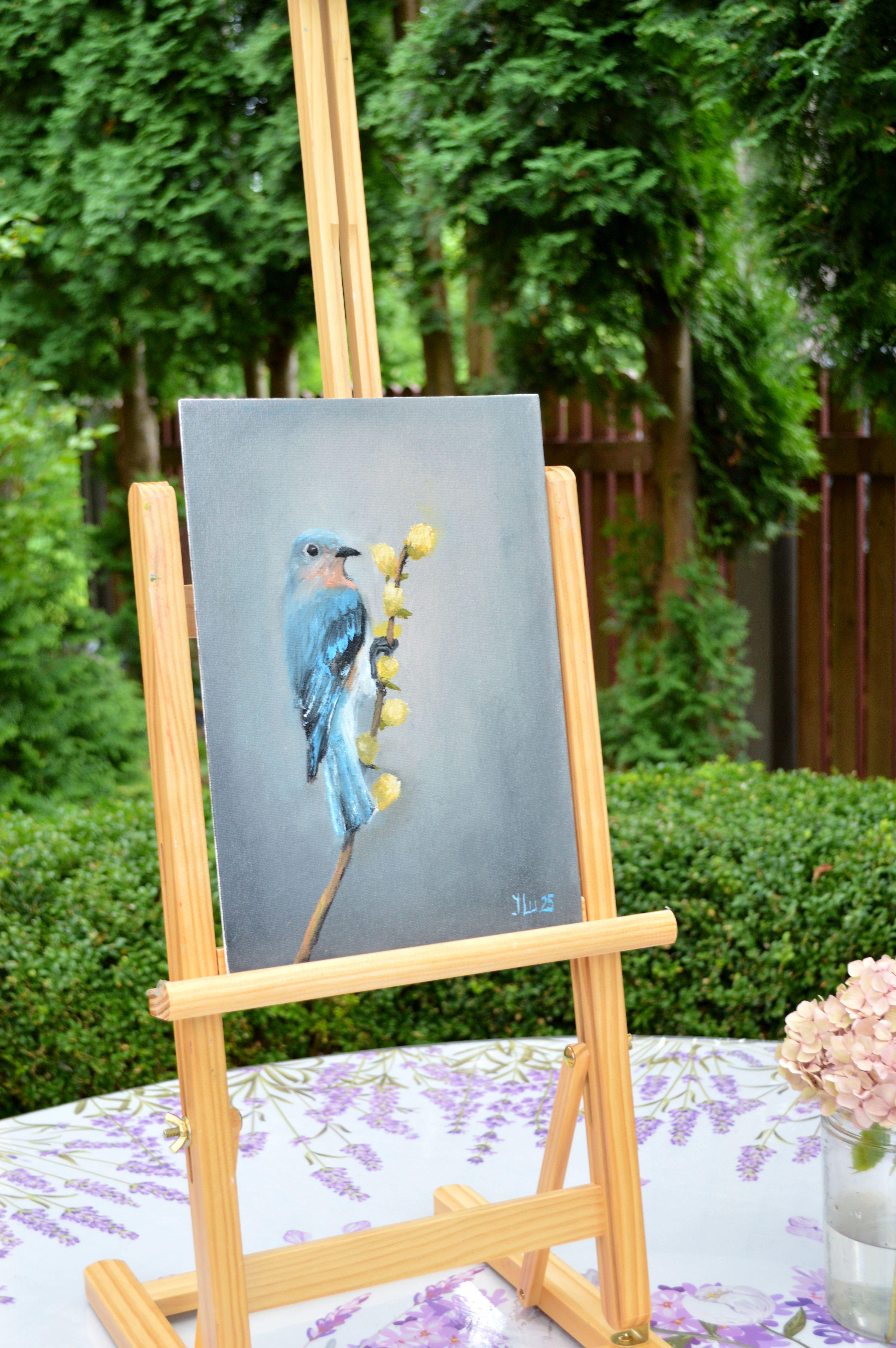Vogel auf der Weide für die Verkündigung (Expressionismus), Painting, von Elena Lukina