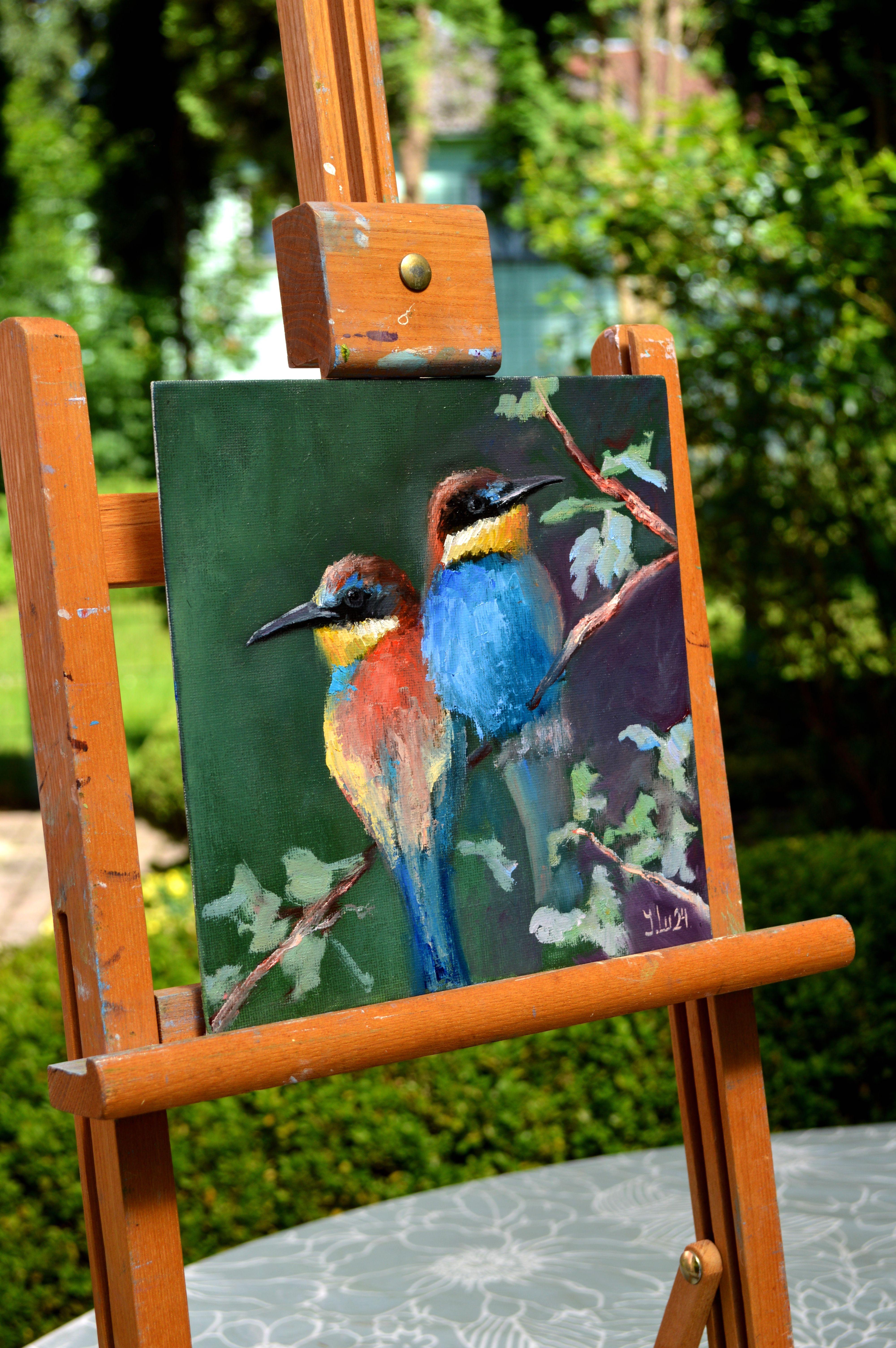 Uccelli - Painting Espressionista di Elena Lukina