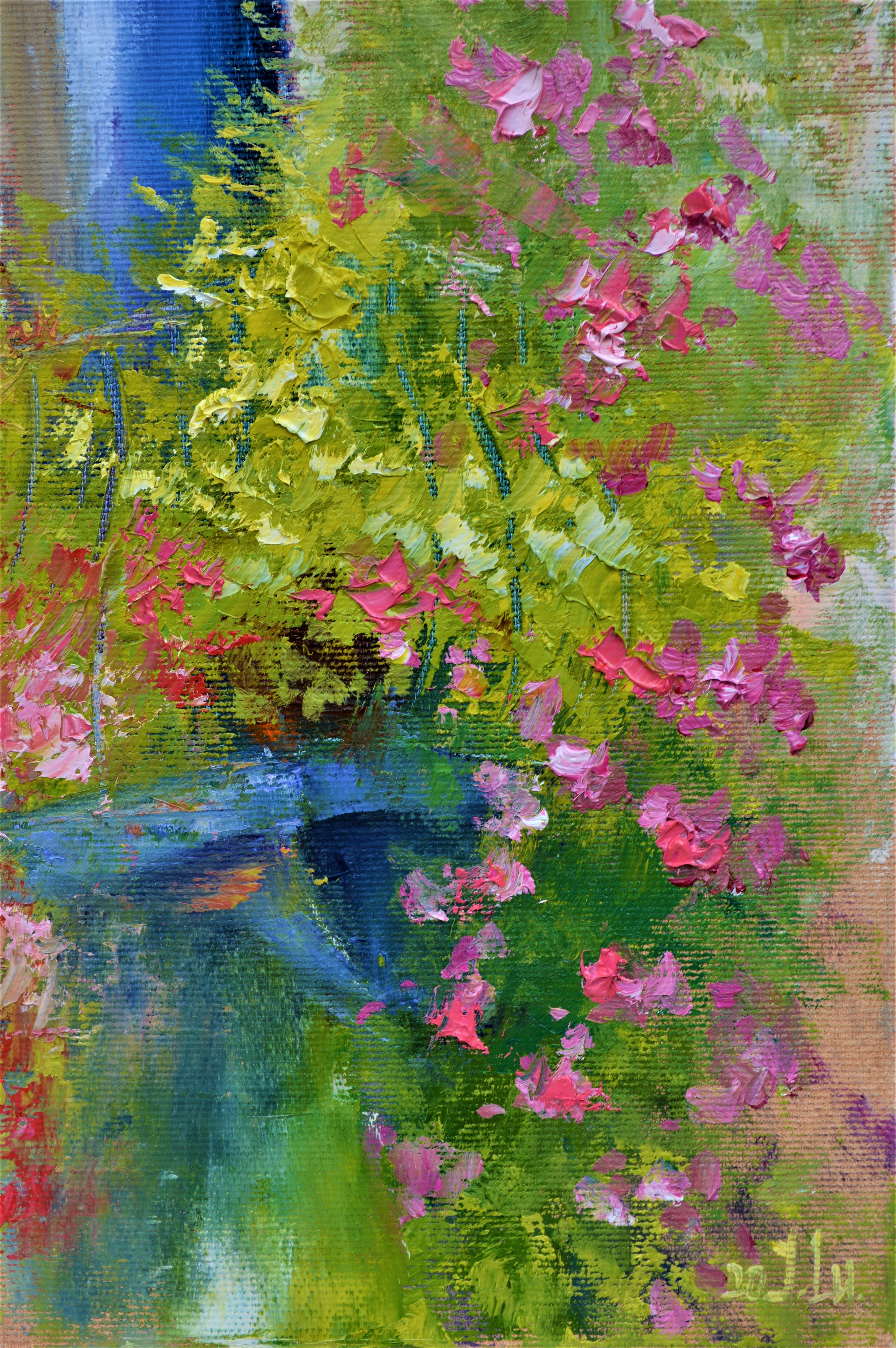 Blooming balcony - Expressionist Painting by Elena Lukina