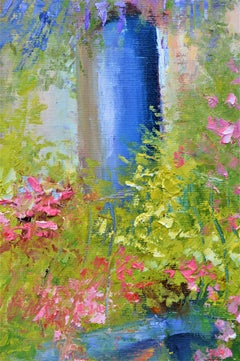 Balcone in fiore - Pittura ad olio impressionista del giardino