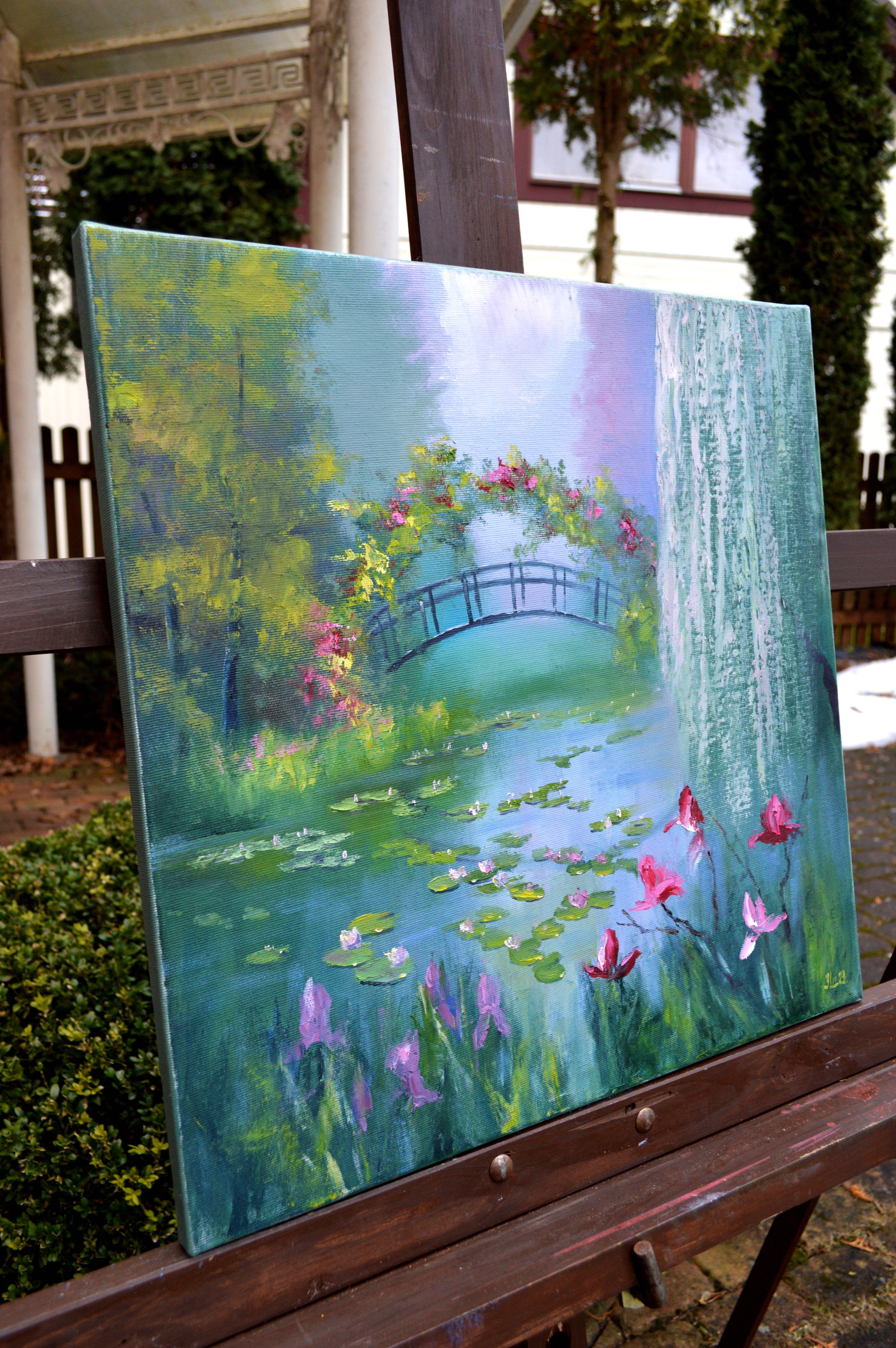 Blooming Pond 50X50 Öl auf Leinwand im Angebot 3