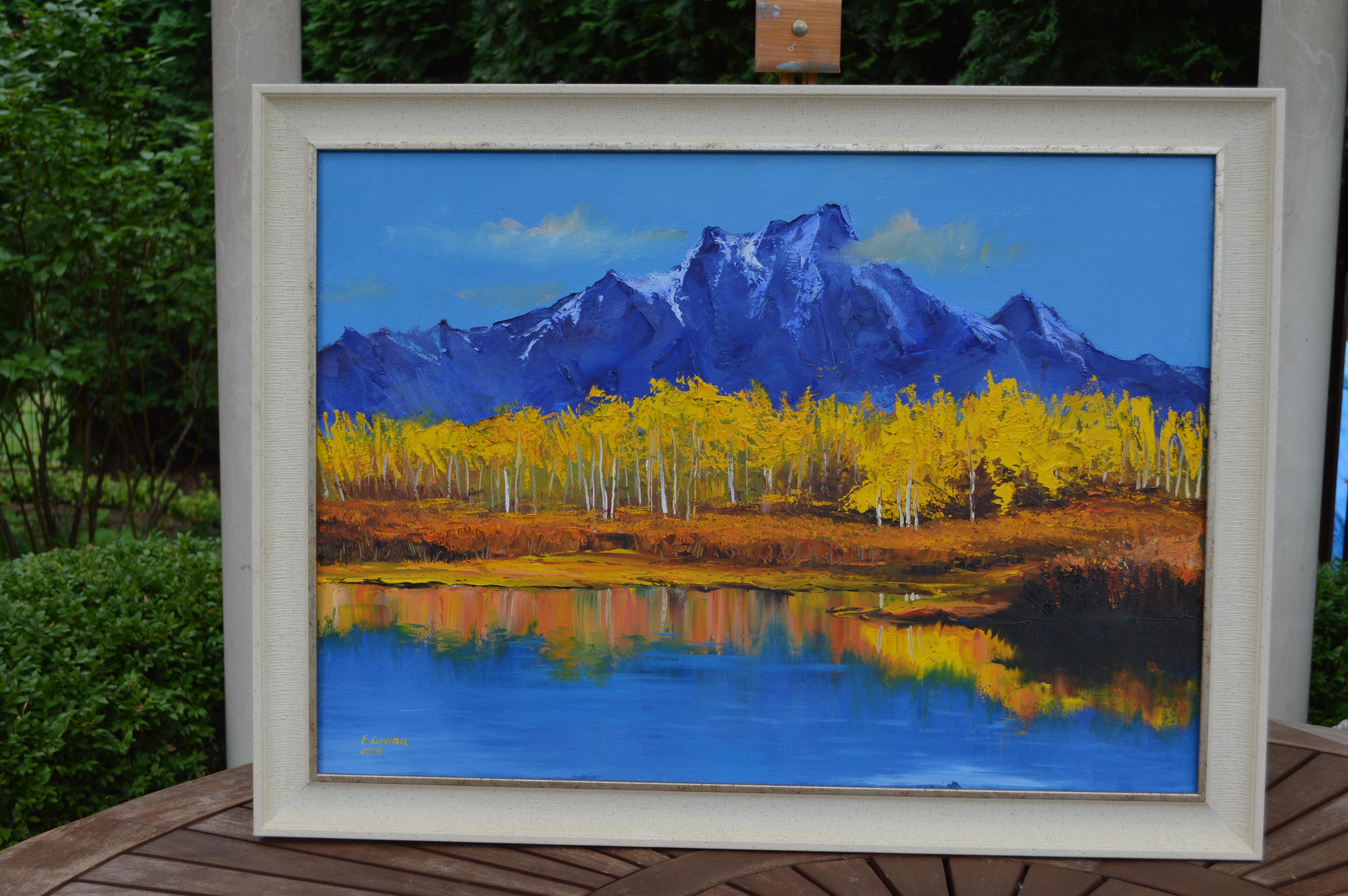 Blue Mountains 50X70 - Expressionist Painting by Elena Lukina