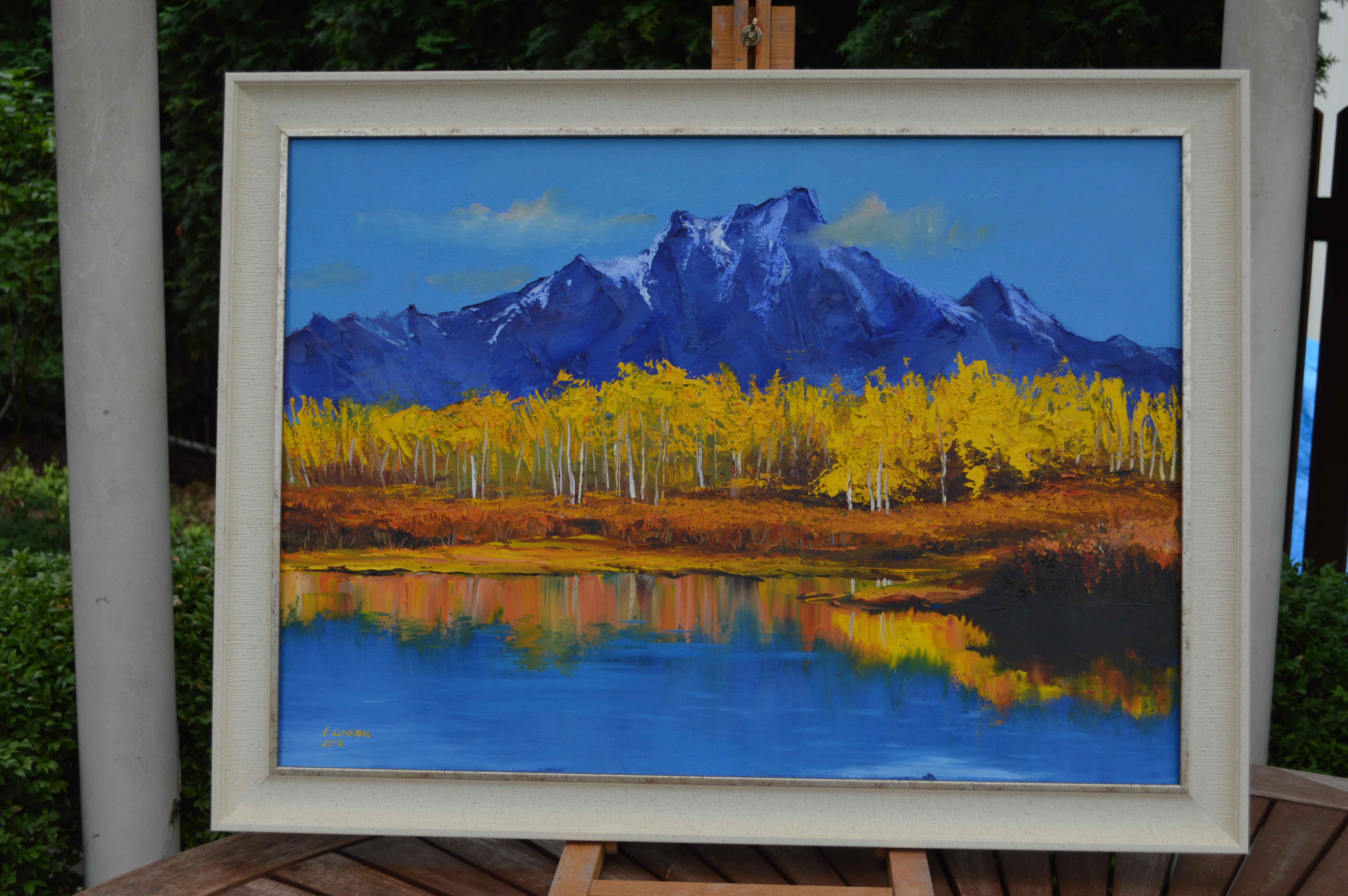 Blaue Berge 50X70 – Painting von Elena Lukina