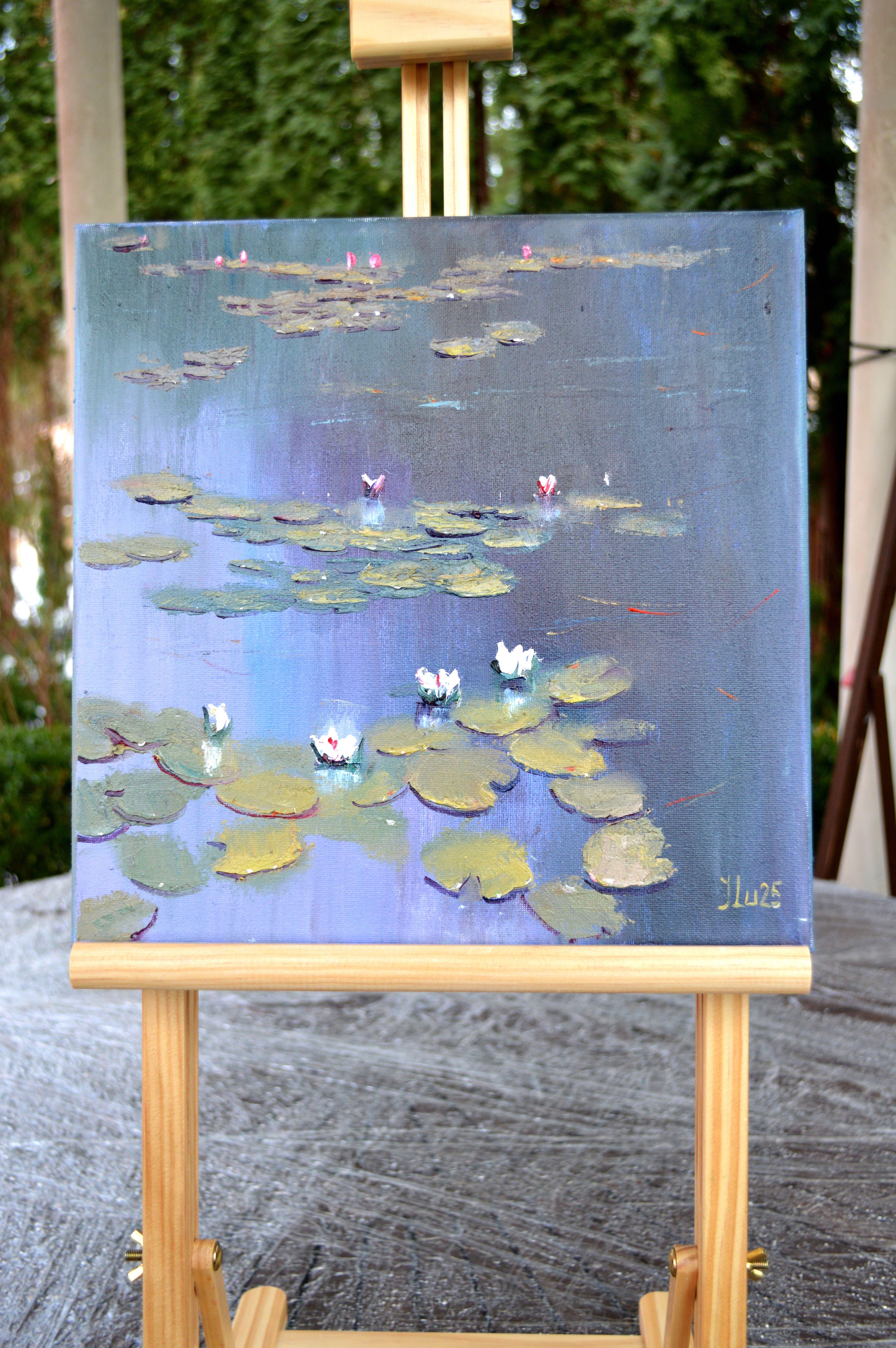 Étang bleu 30X30 - Painting de Elena Lukina