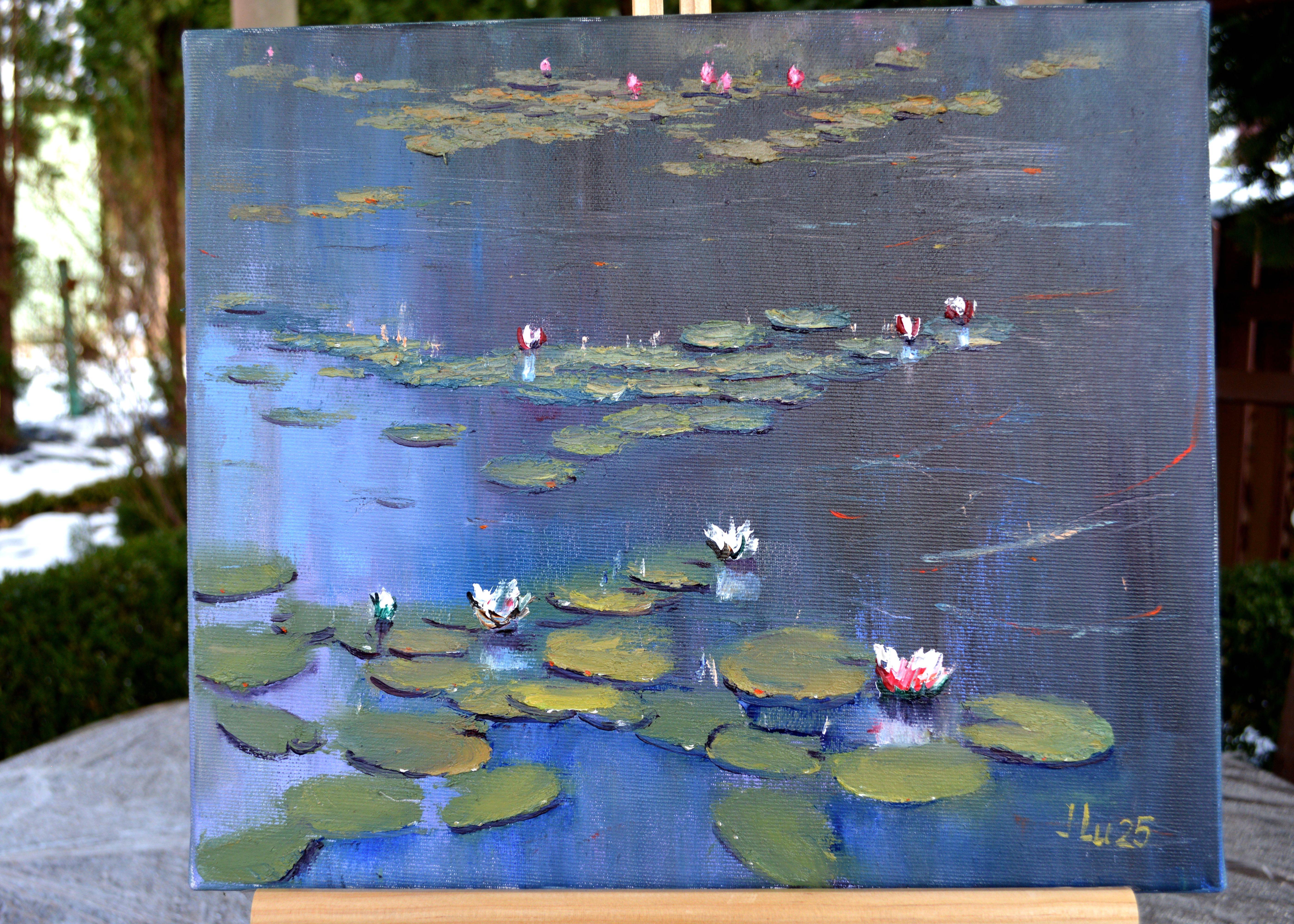 Blue pond - Painting by Elena Lukina