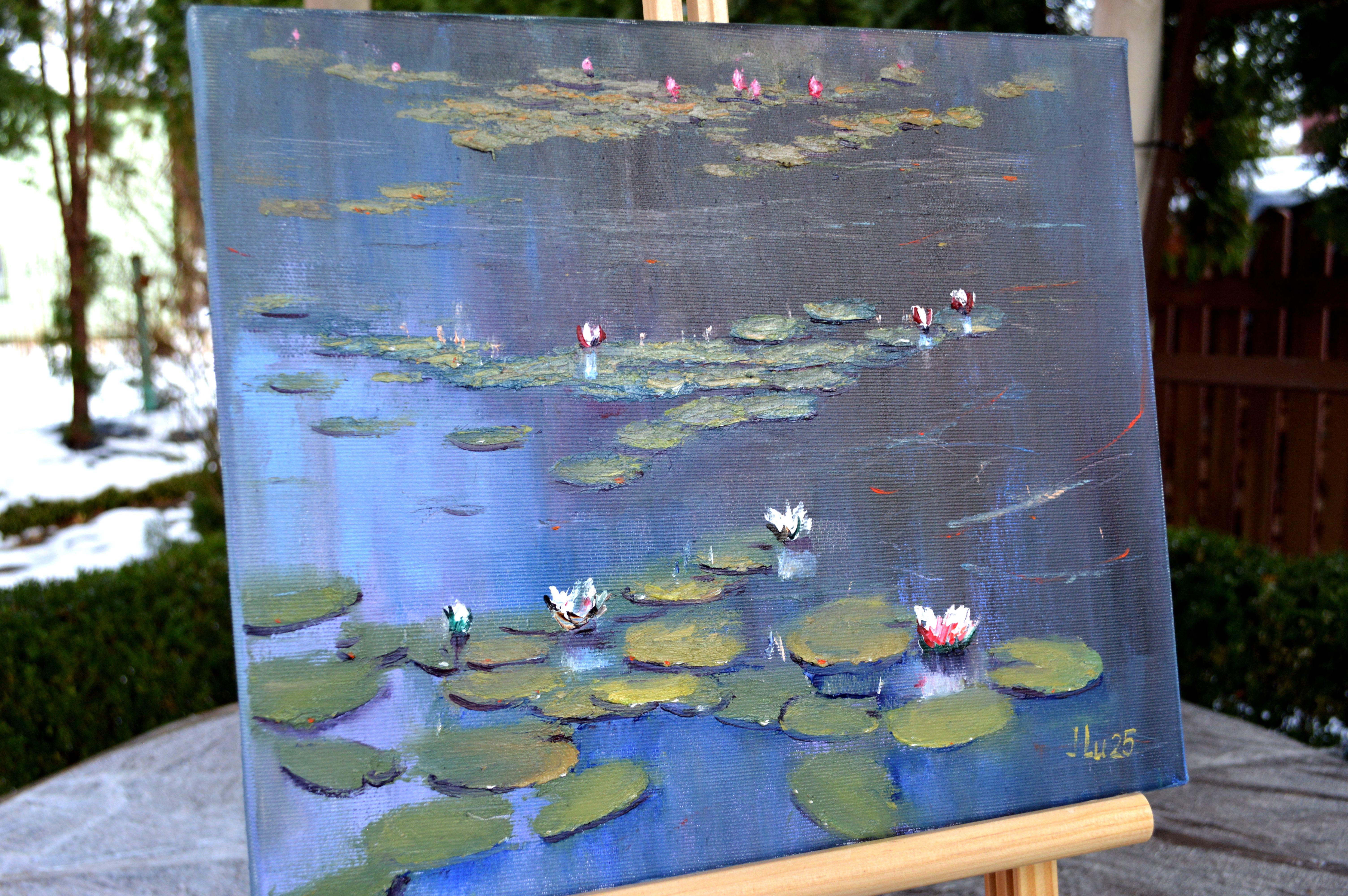 Blue pond - Expressionist Painting by Elena Lukina