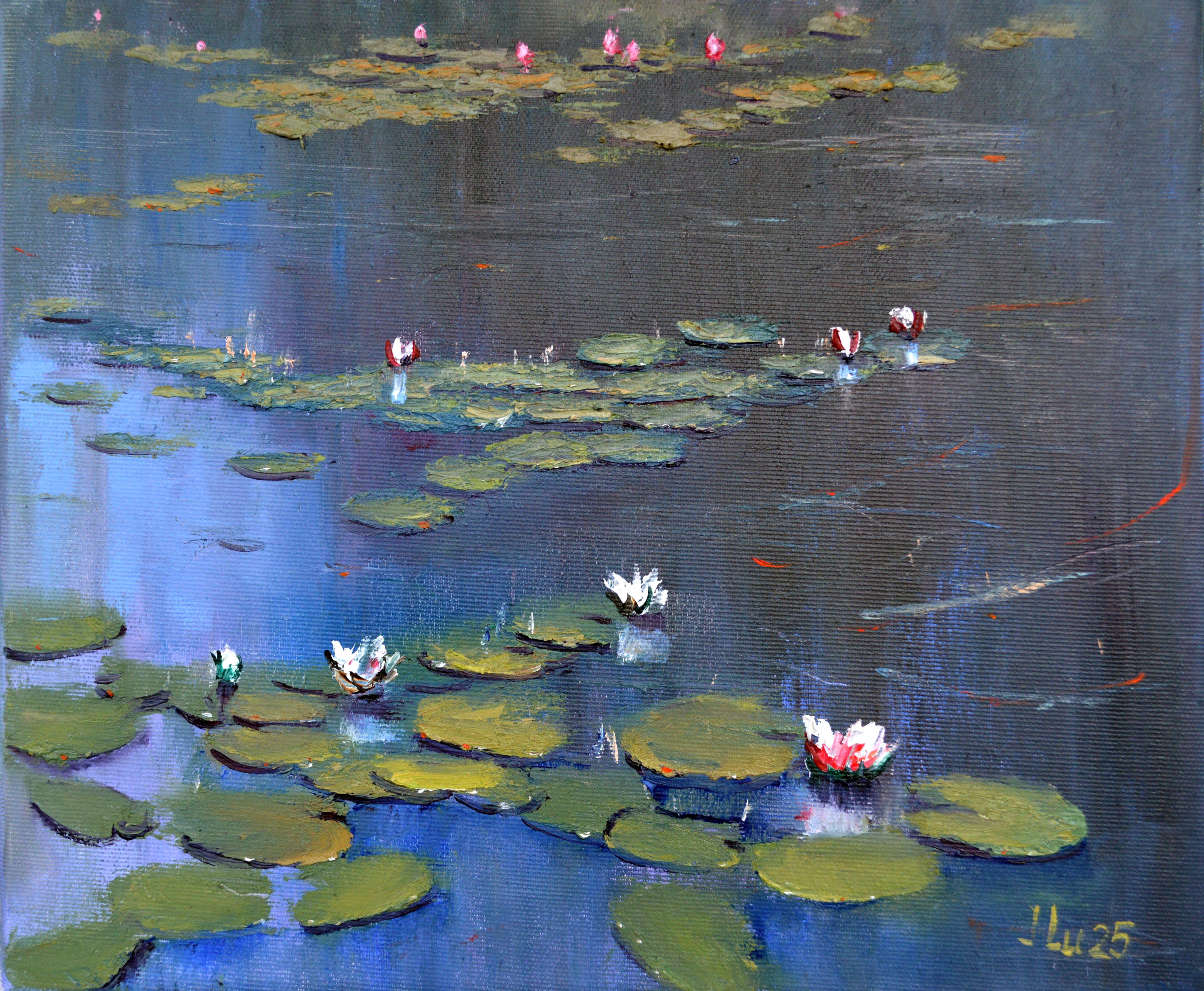Elena Lukina Landscape Painting - Blue pond