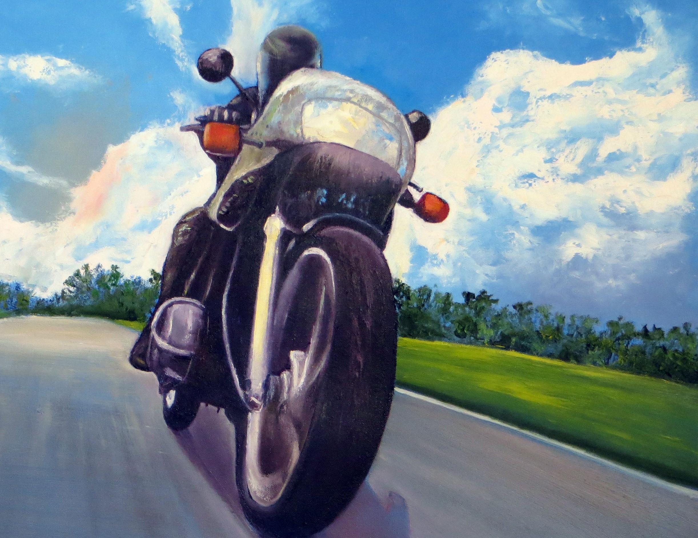 Strada del Cielo Blu - Painting Espressionista di Elena Lukina