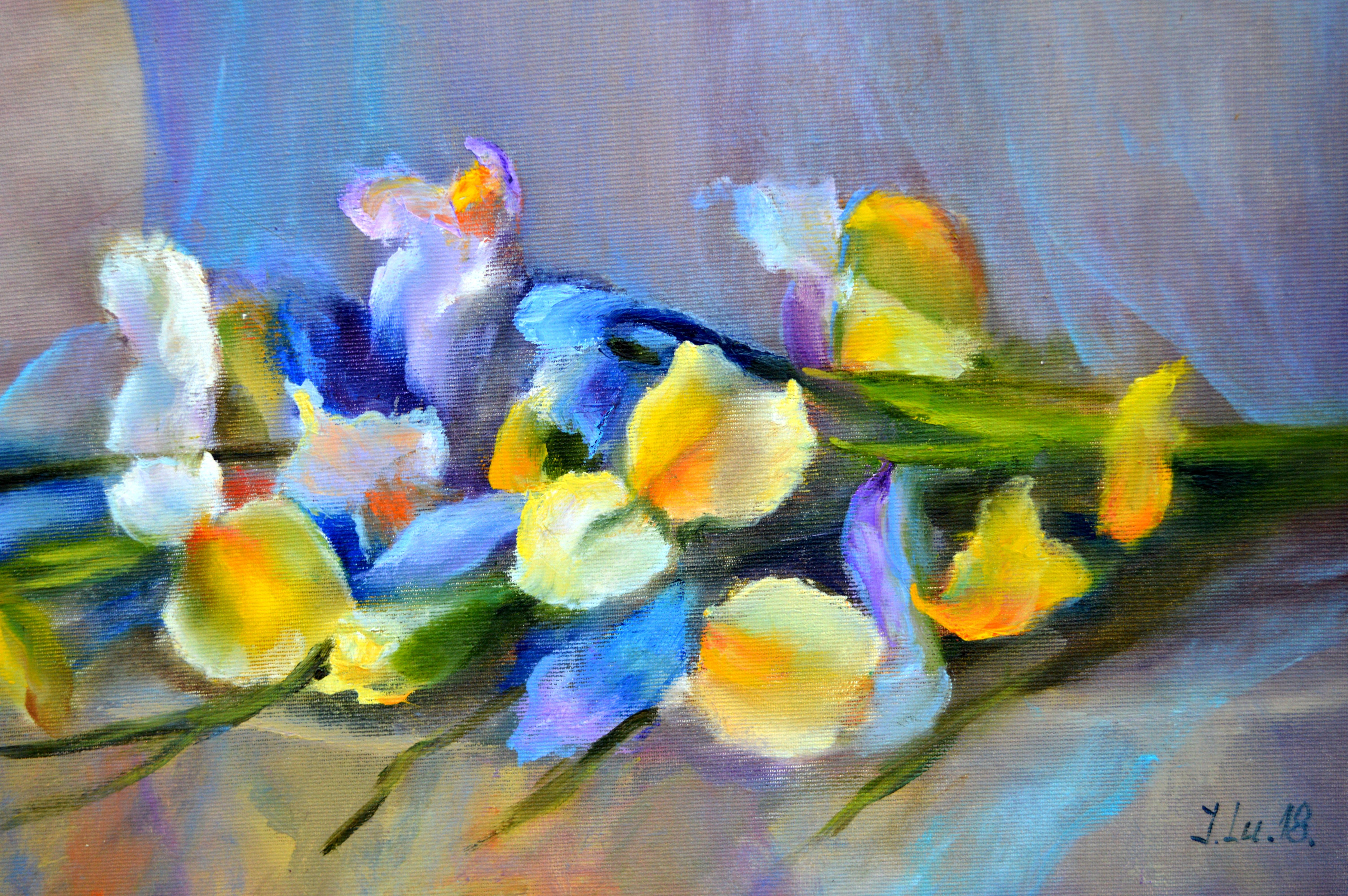 Ramo de lirios - Painting Expresionista de Elena Lukina