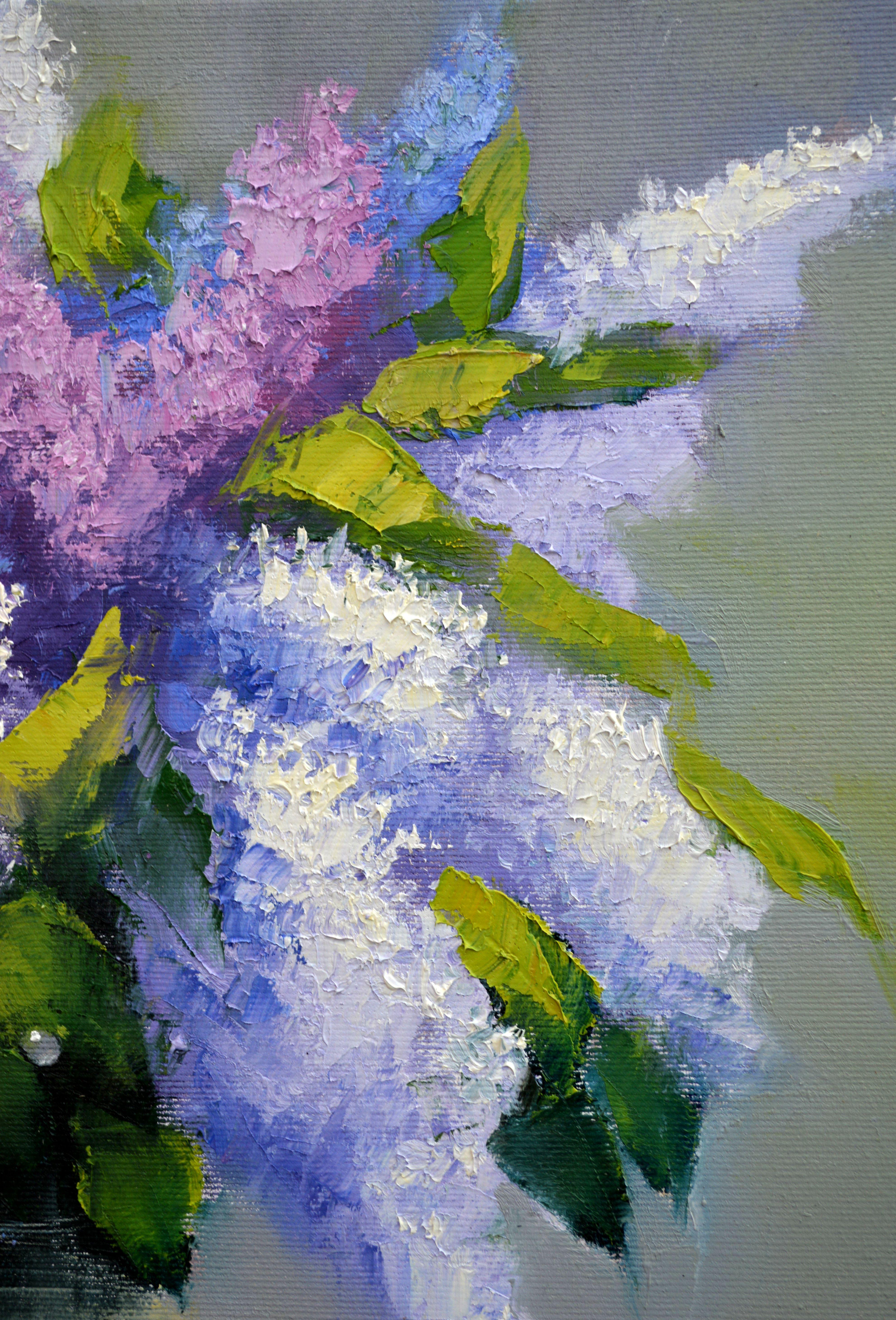 Bouquet of lilacs 40Х40  oil painting For Sale 6