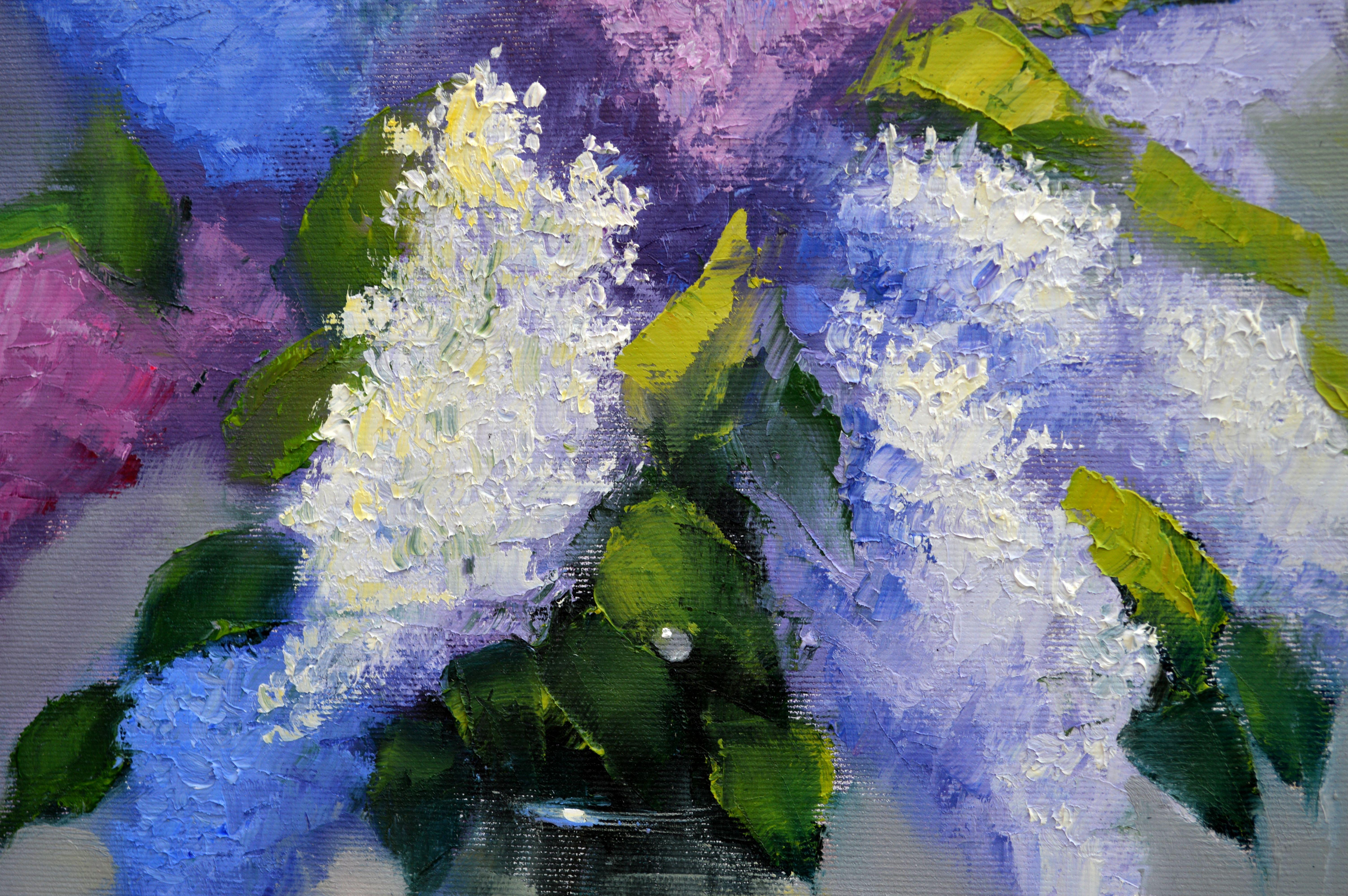 Bouquet of lilacs 40Х40  oil painting For Sale 7