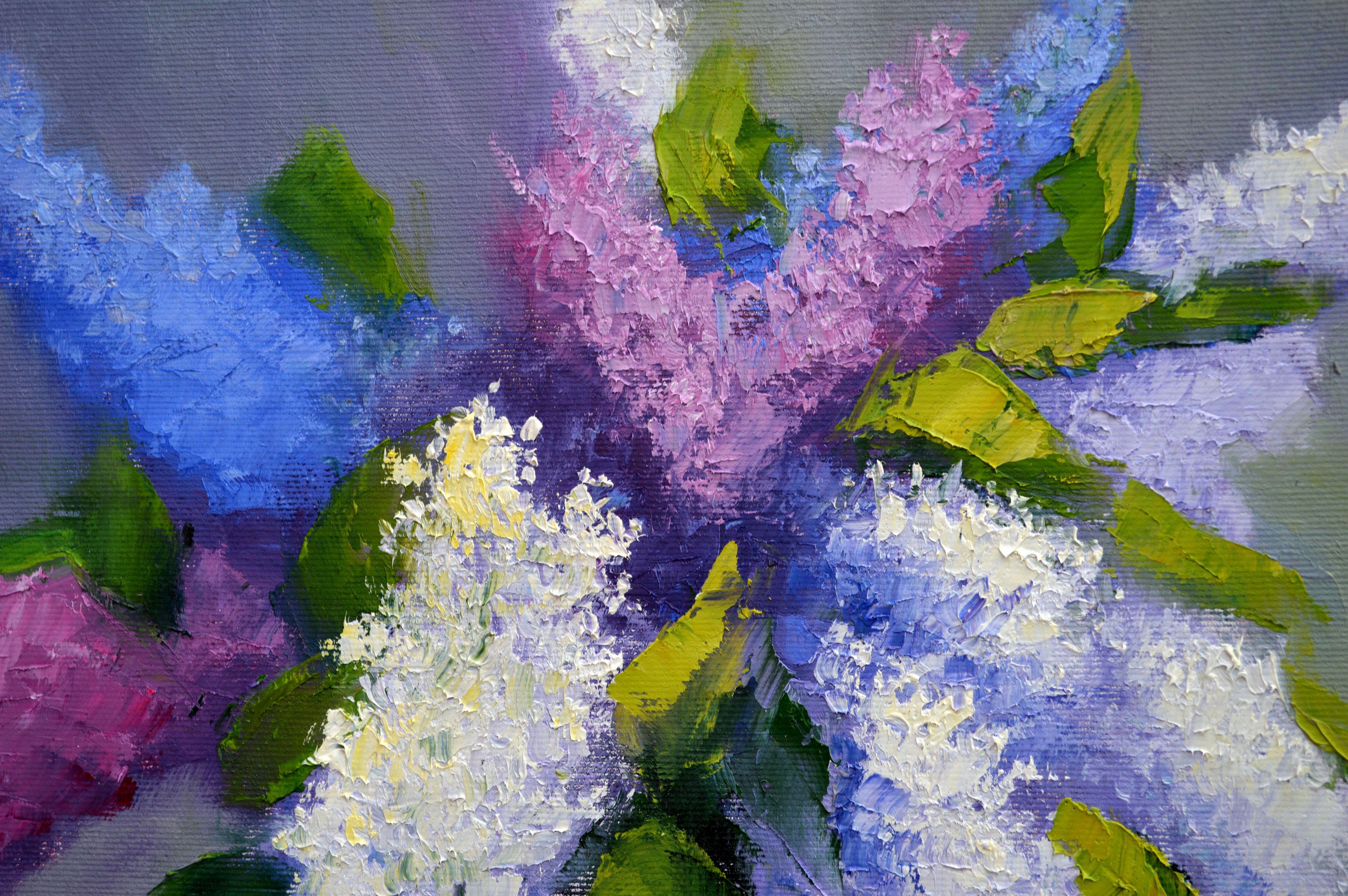 Bouquet of lilacs 40Х40  oil painting For Sale 8